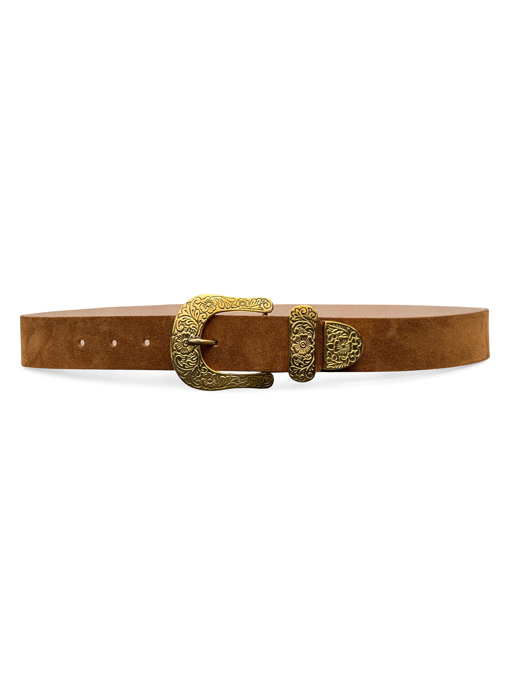 L'AGENCE Women's Otera Suede Belt - Cognac Suede