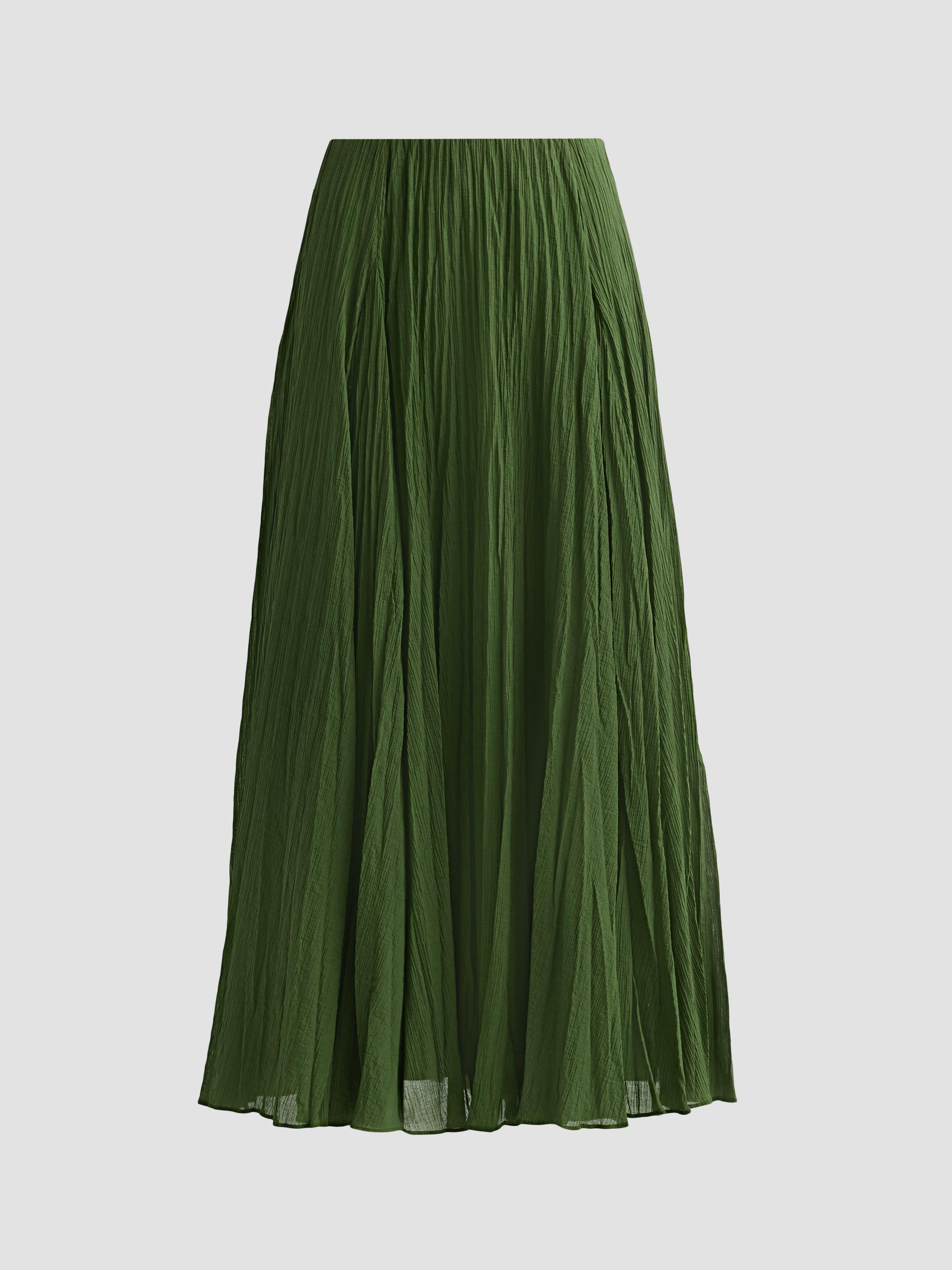 Vince Women's Crinkled Cotton-Blend Maxi Skirt - Herb
