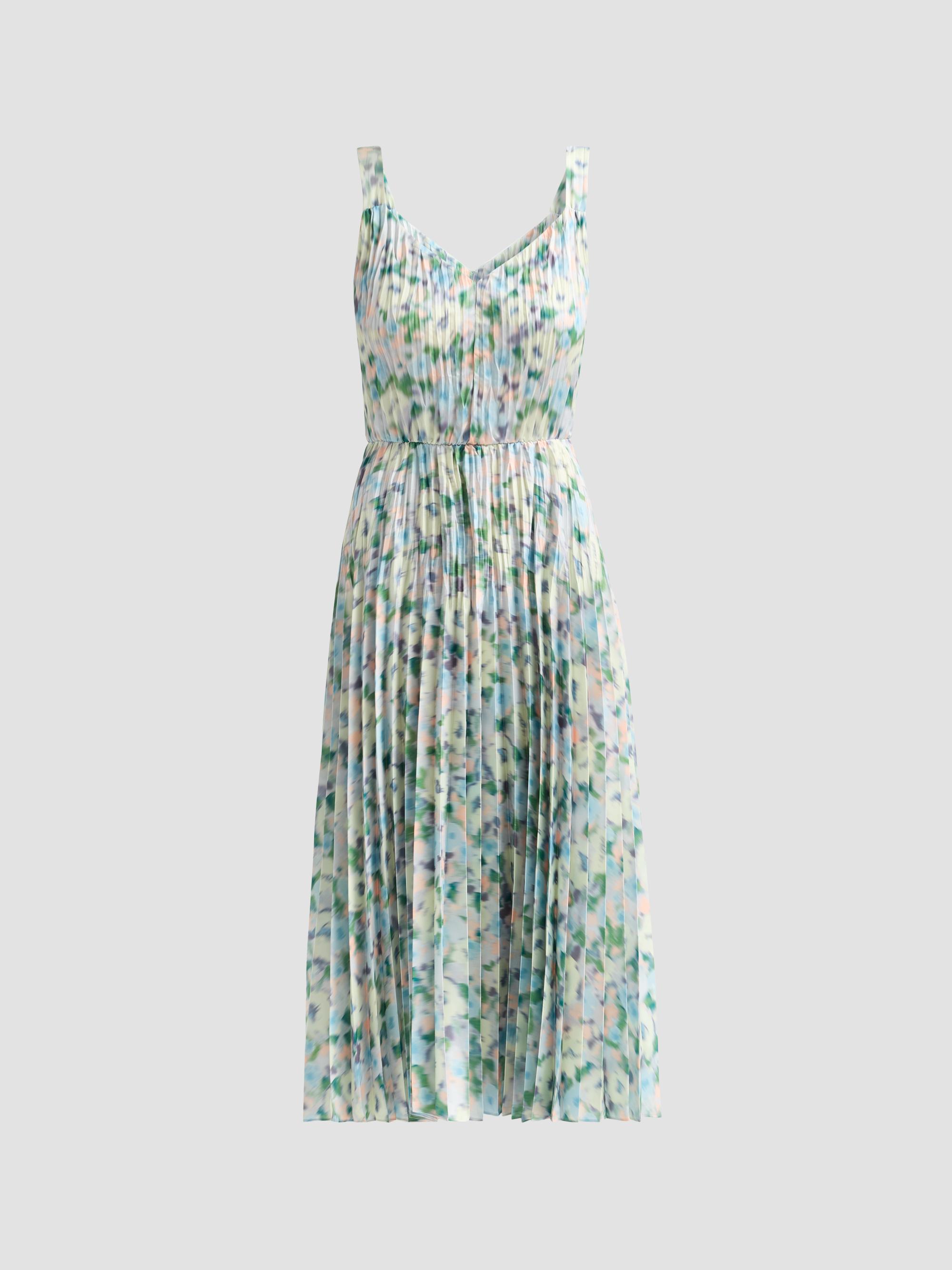 Vince Women's Printed Acoordion-Pleat Midi-Dress - Herb Petal
