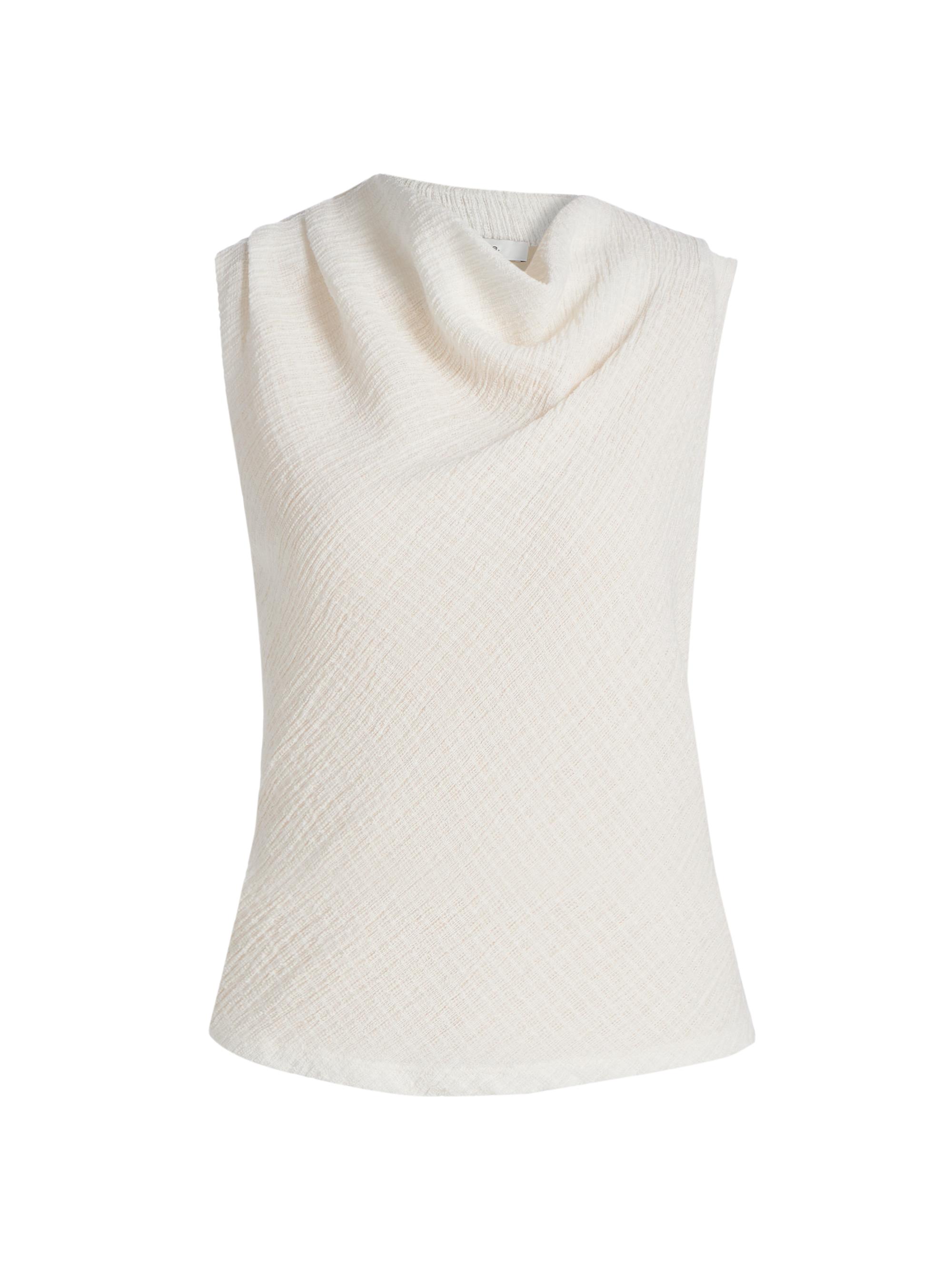 Vince Women's Shadow Grid Cowlneck Top - Chalk