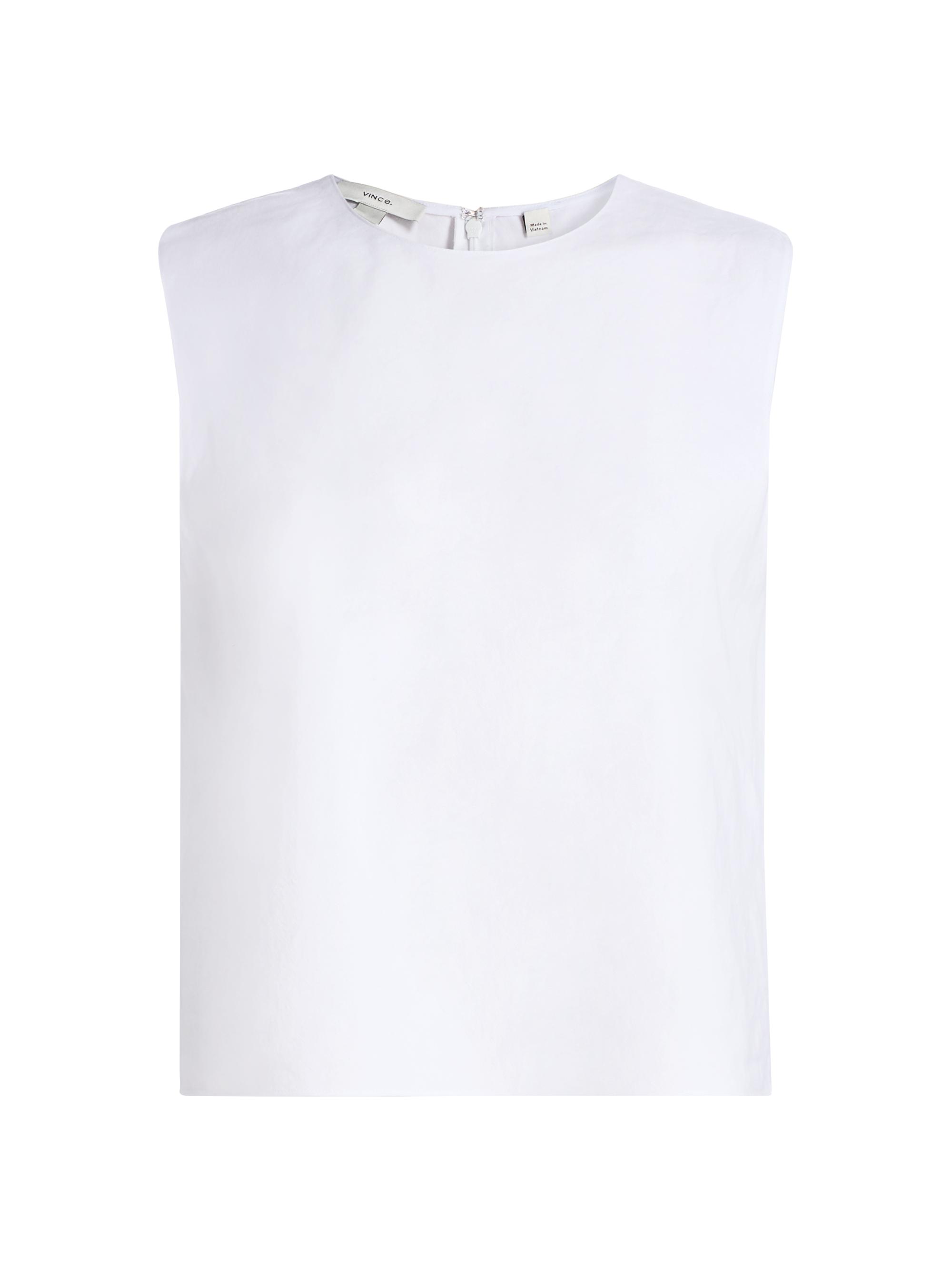 Vince Women's Linen-Blend Crewneck Shell Top - Optic White | Thumbnail 8