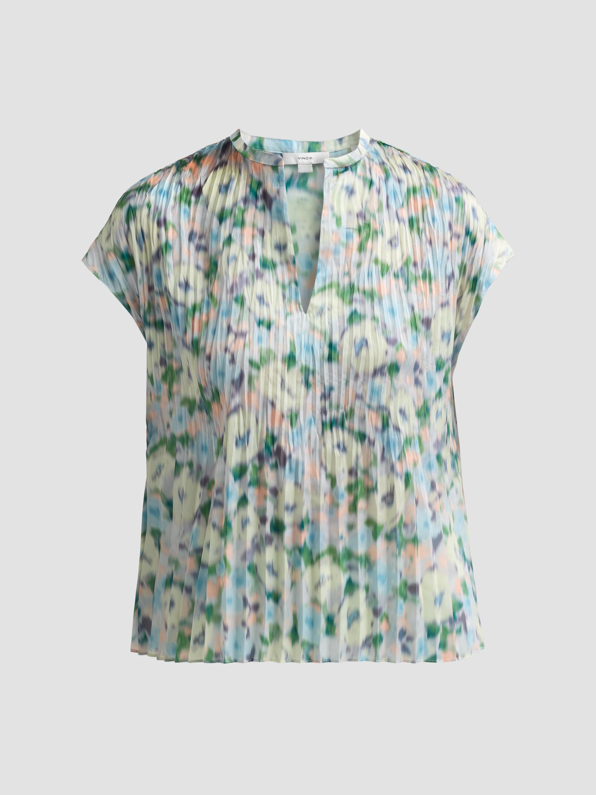 Vince Women's Painted Garden Split Neck Top - Herb Petal