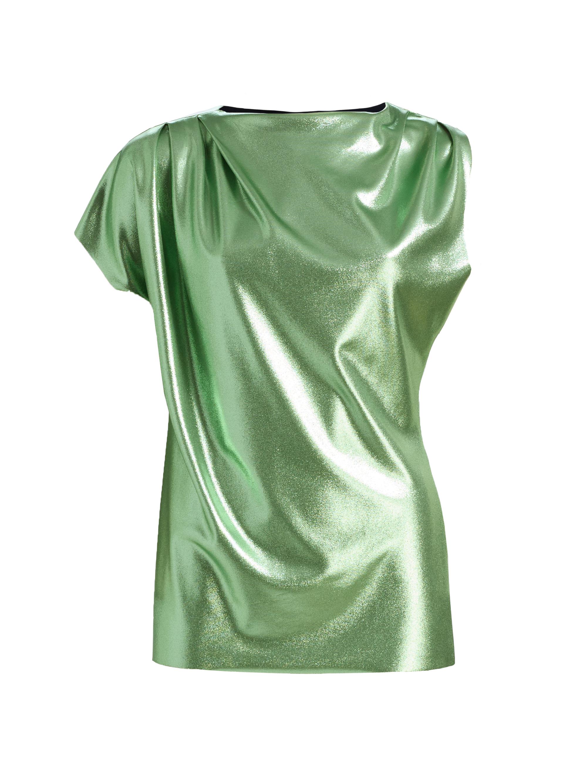 Chiara Boni La Petite Robe Women's Teruo Metallic Draped One-Sleeve Top - Mint Jelly