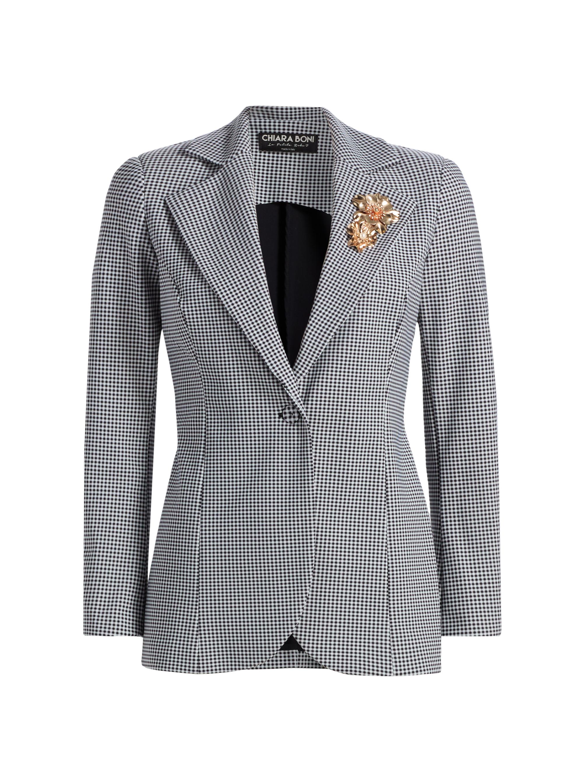 Chiara Boni La Petite Robe Women's Lua Gingham Print Blazer - Brigitte Black