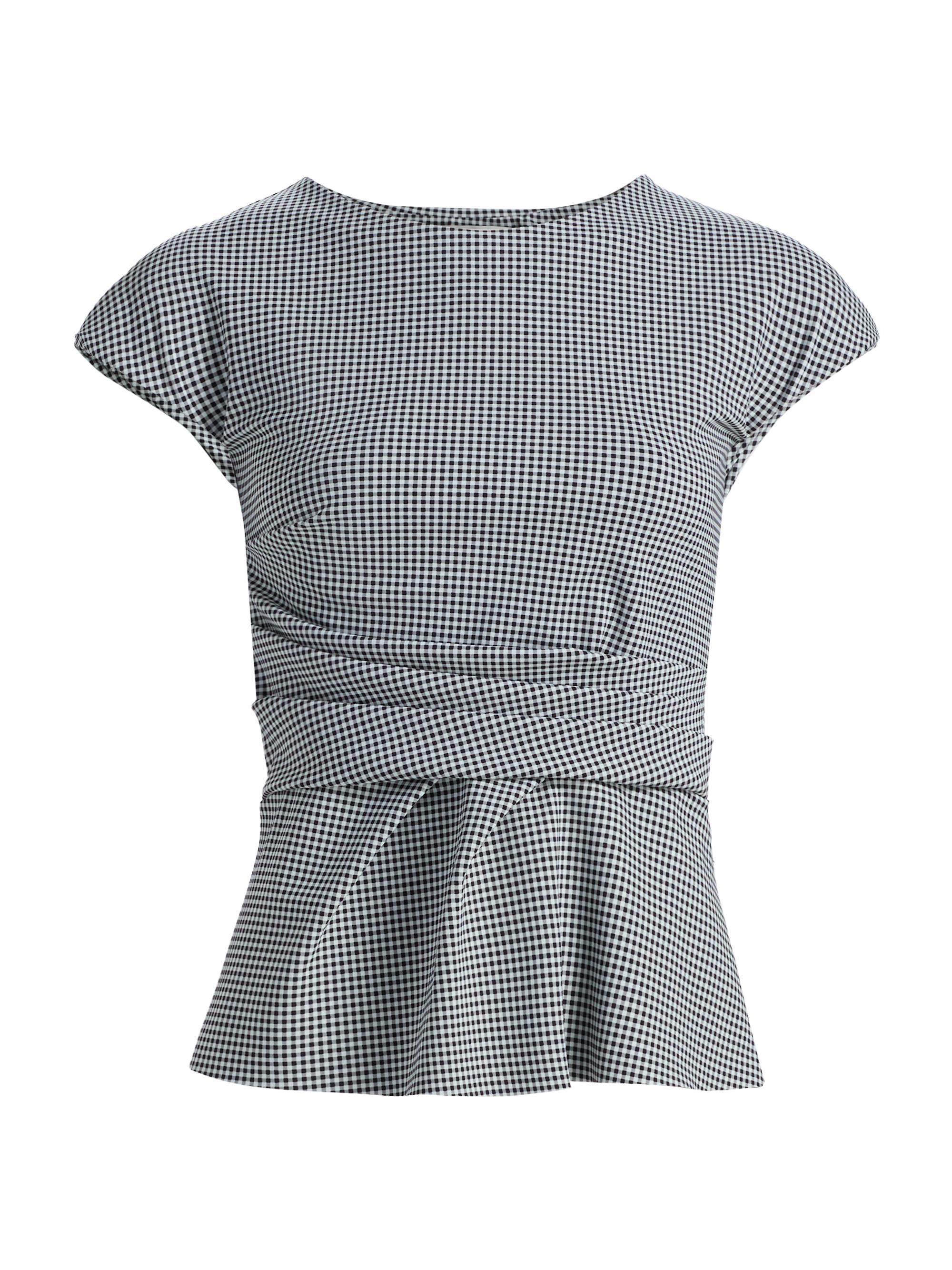 Chiara Boni La Petite Robe Women's Lisai Gingham Print Peplum Top - Brigitte Black