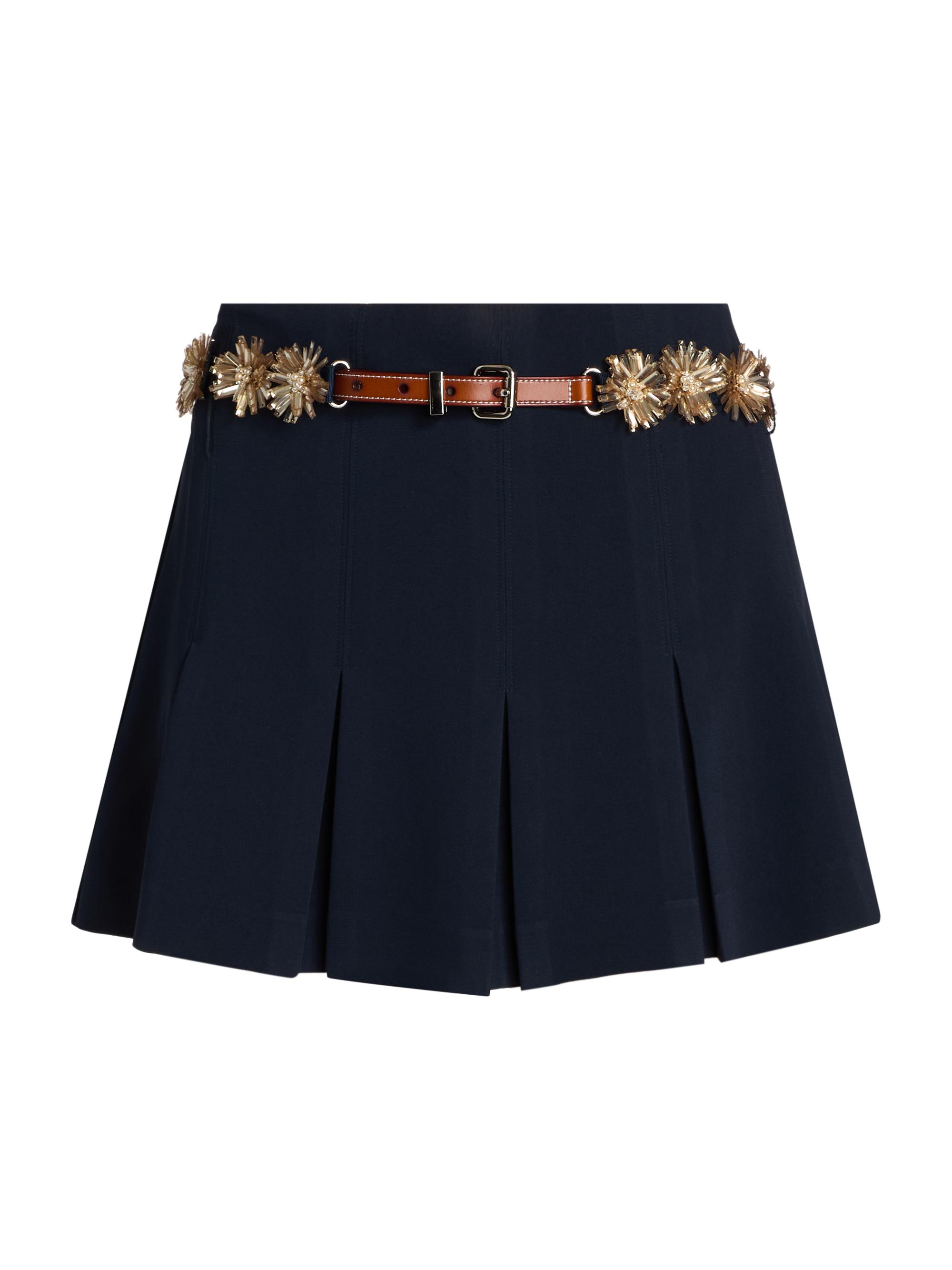 Cinq à Sept Women's Aanya Sunflare Pleated Belted Skort - Navy Champagne