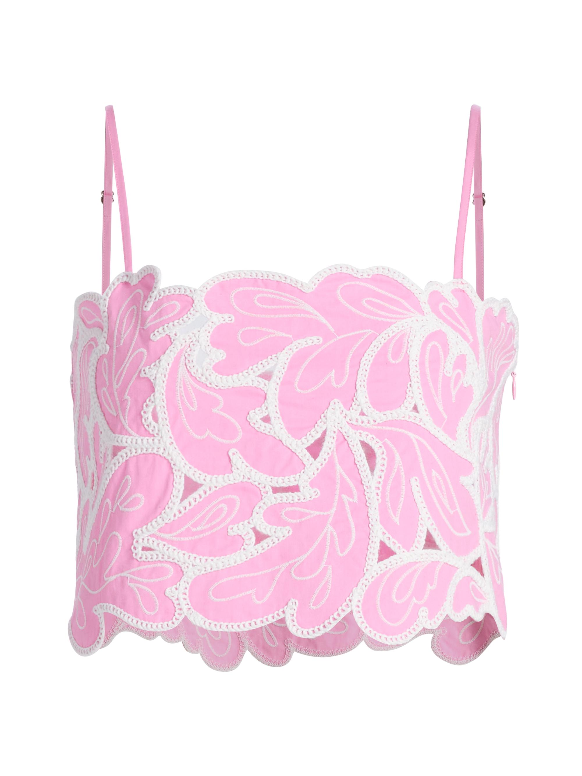 Cinq à Sept Women's Caterina Paisley-Embroidered Cotton Crop Top - Rosewater Pink White
