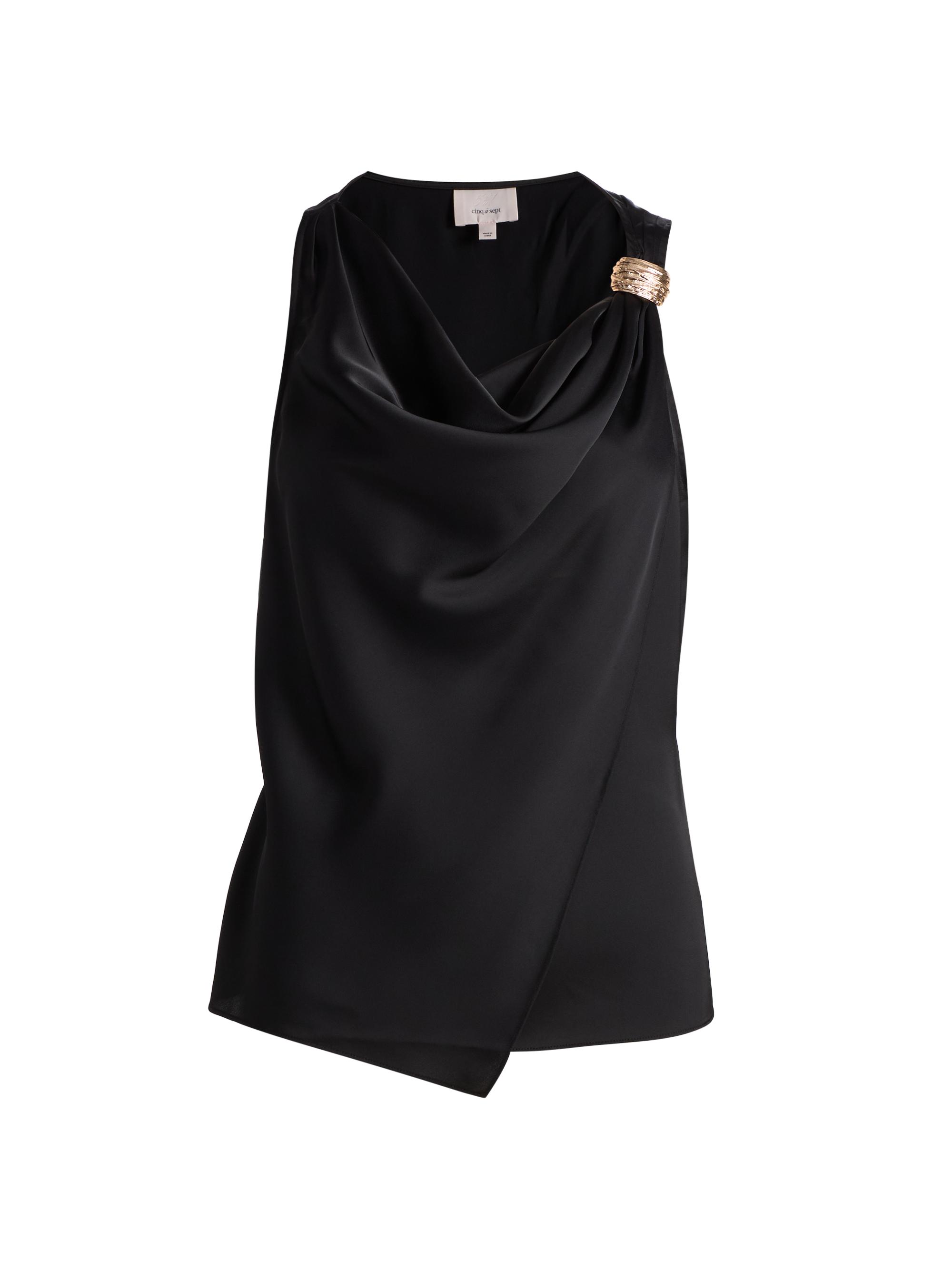 Cinq à Sept Women's Bangle Elora Cowlneck Satin Top - Black