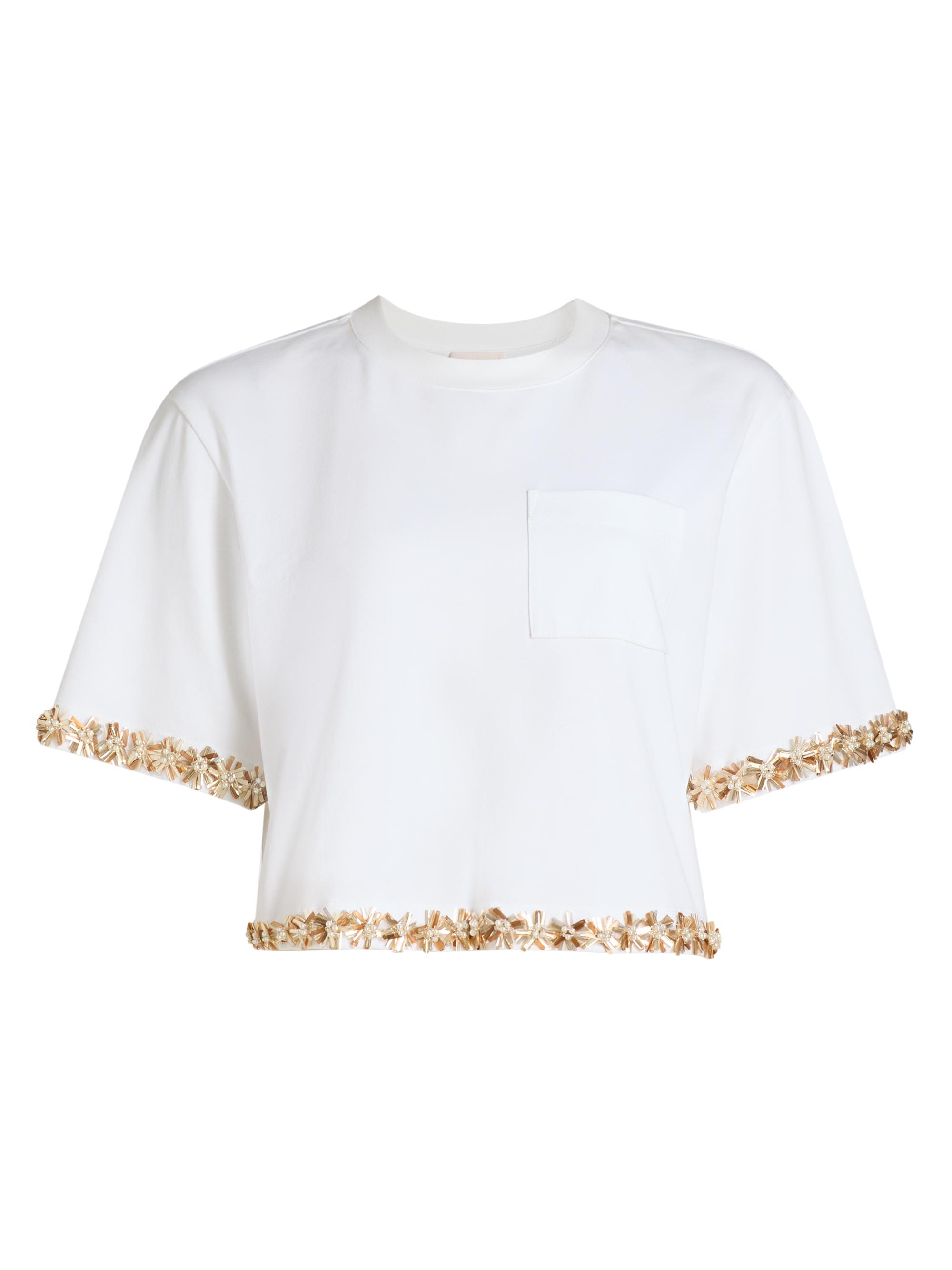 Cinq à Sept Women's Asa Sunflare Floral Crop Top - White