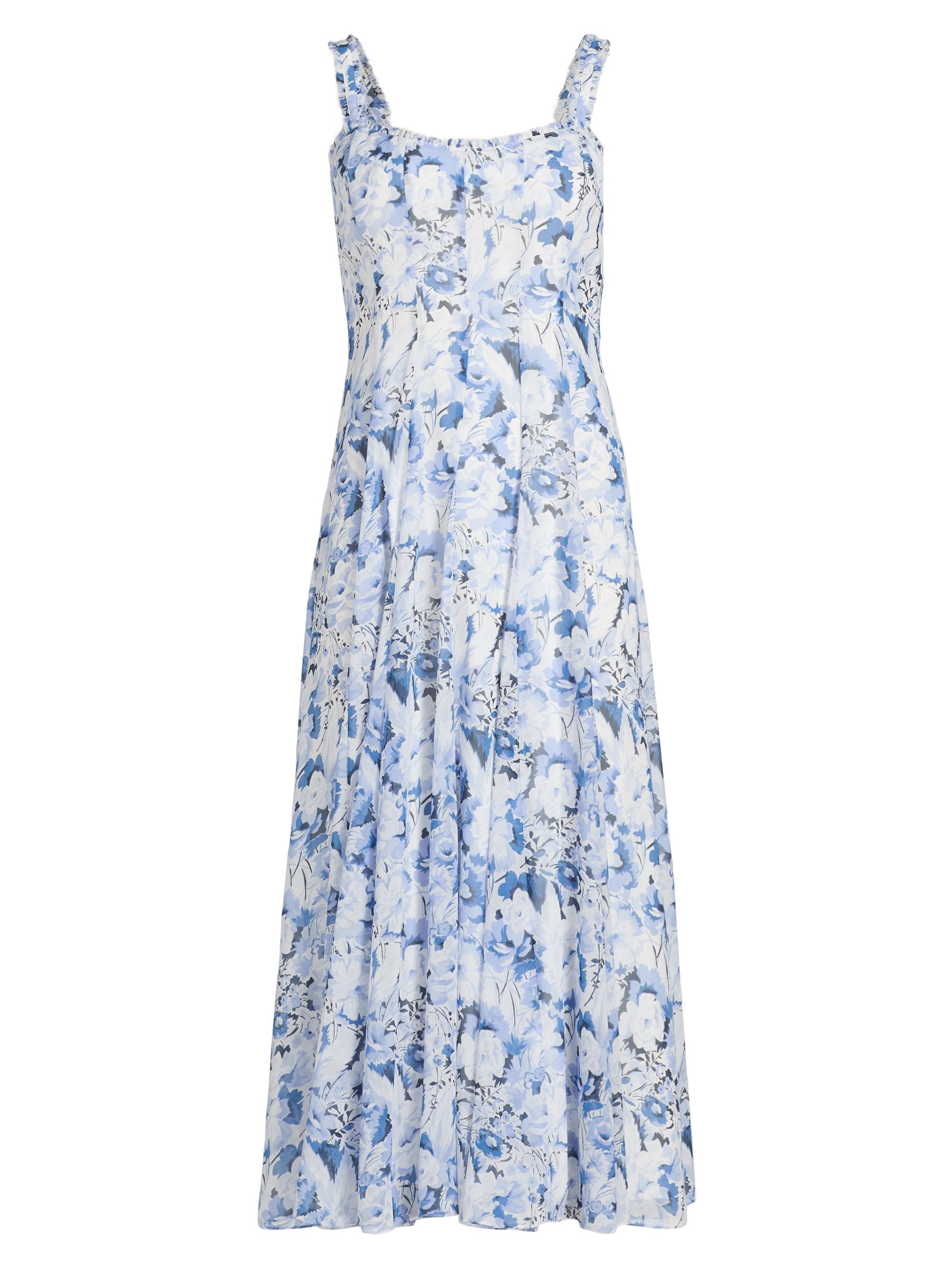 knee length dresses for ladies Blossom Saba Embroidered Blue Belted Multi Midi Dress main image 0