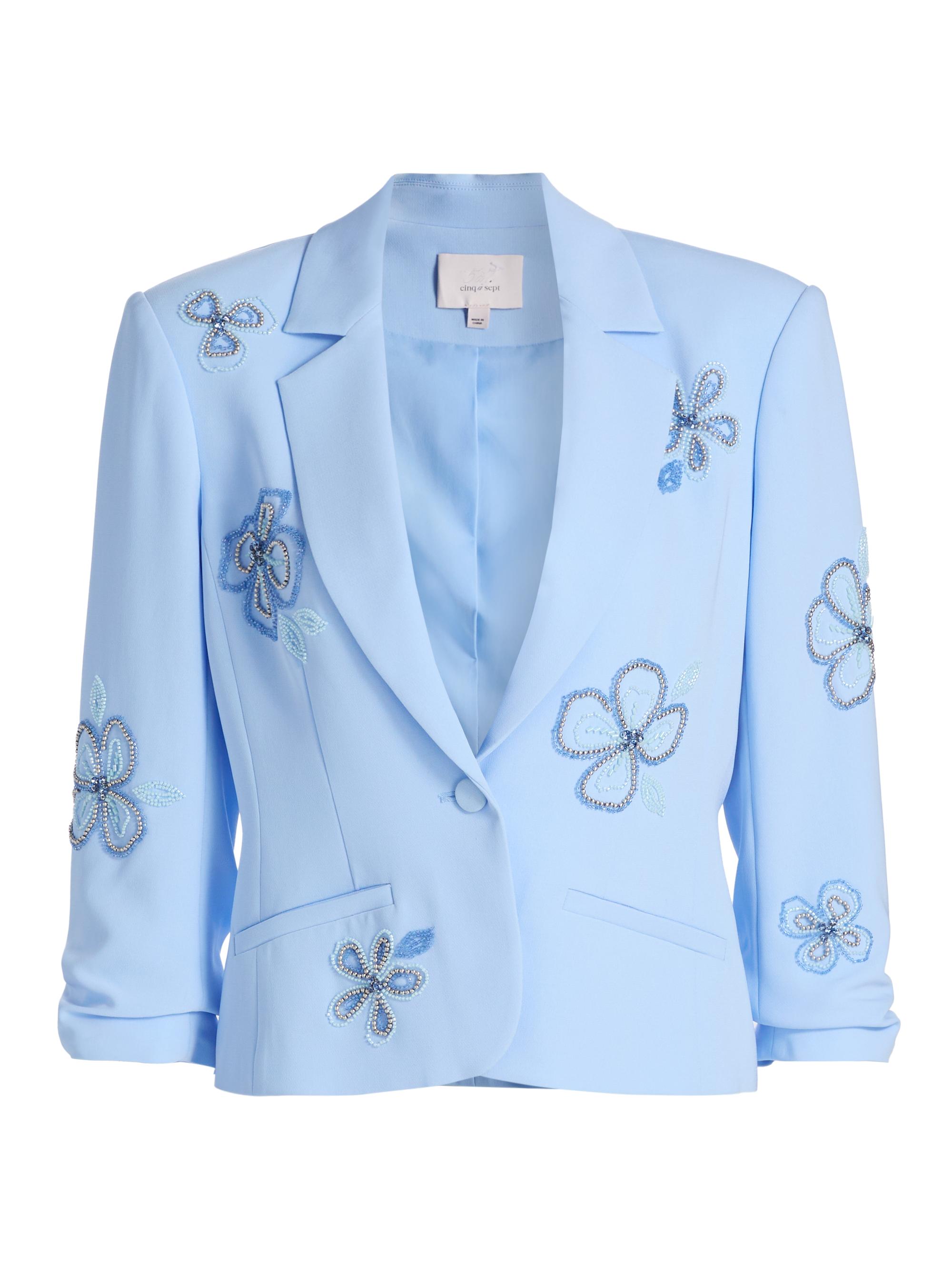 Cinq à Sept Women's Khloe Beaded Flowers Le Petit Blazer - Blue Wisteria Multi