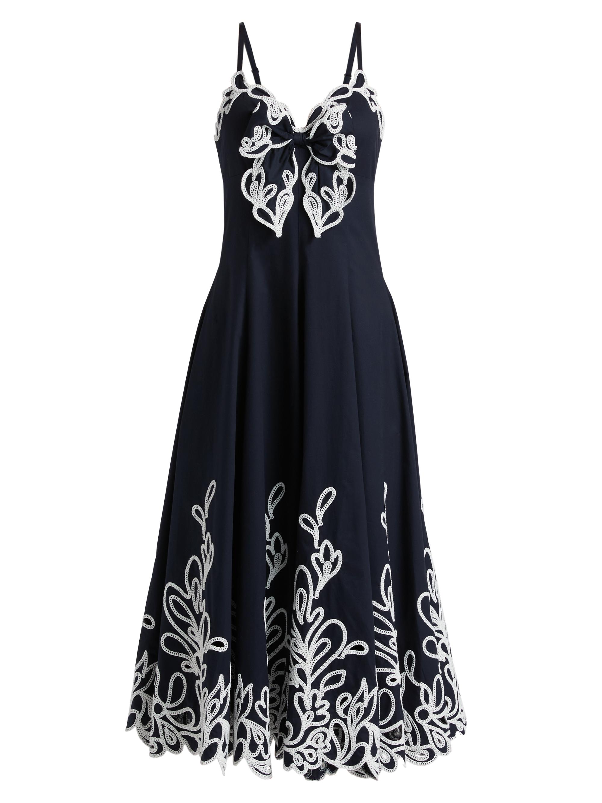 Cinq à Sept Women's Dama Embroidered Cotton Poplin Midi-Dress - Navy White