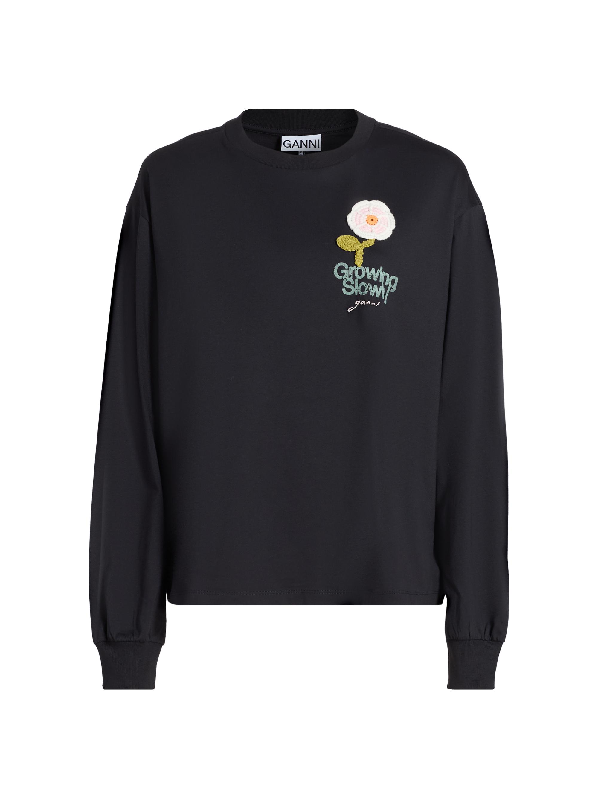 Ganni Women's Embellished Cotton-Jersey Crewneck Sweatshirt - Phantom
