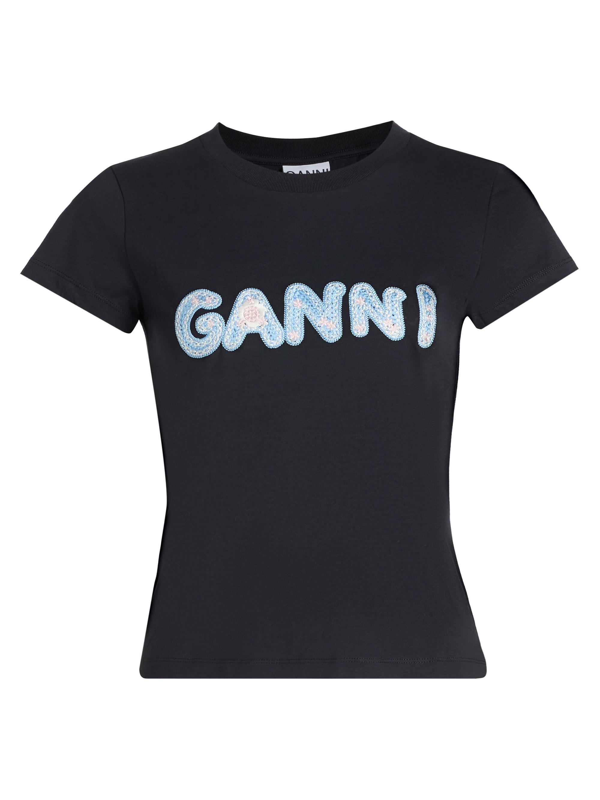 Ganni Women's Basic Cotton Jersey Logo Baby T-Shirt - Phantom