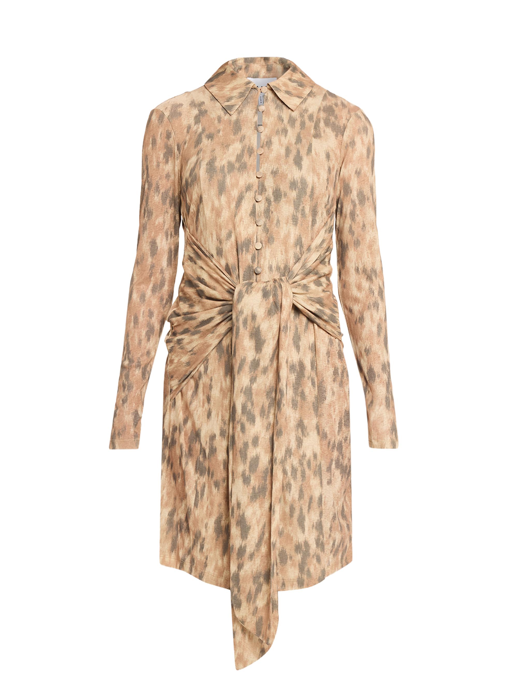 Ganni Women's Printed Marl Mesh Mini Shirtdress - Burro