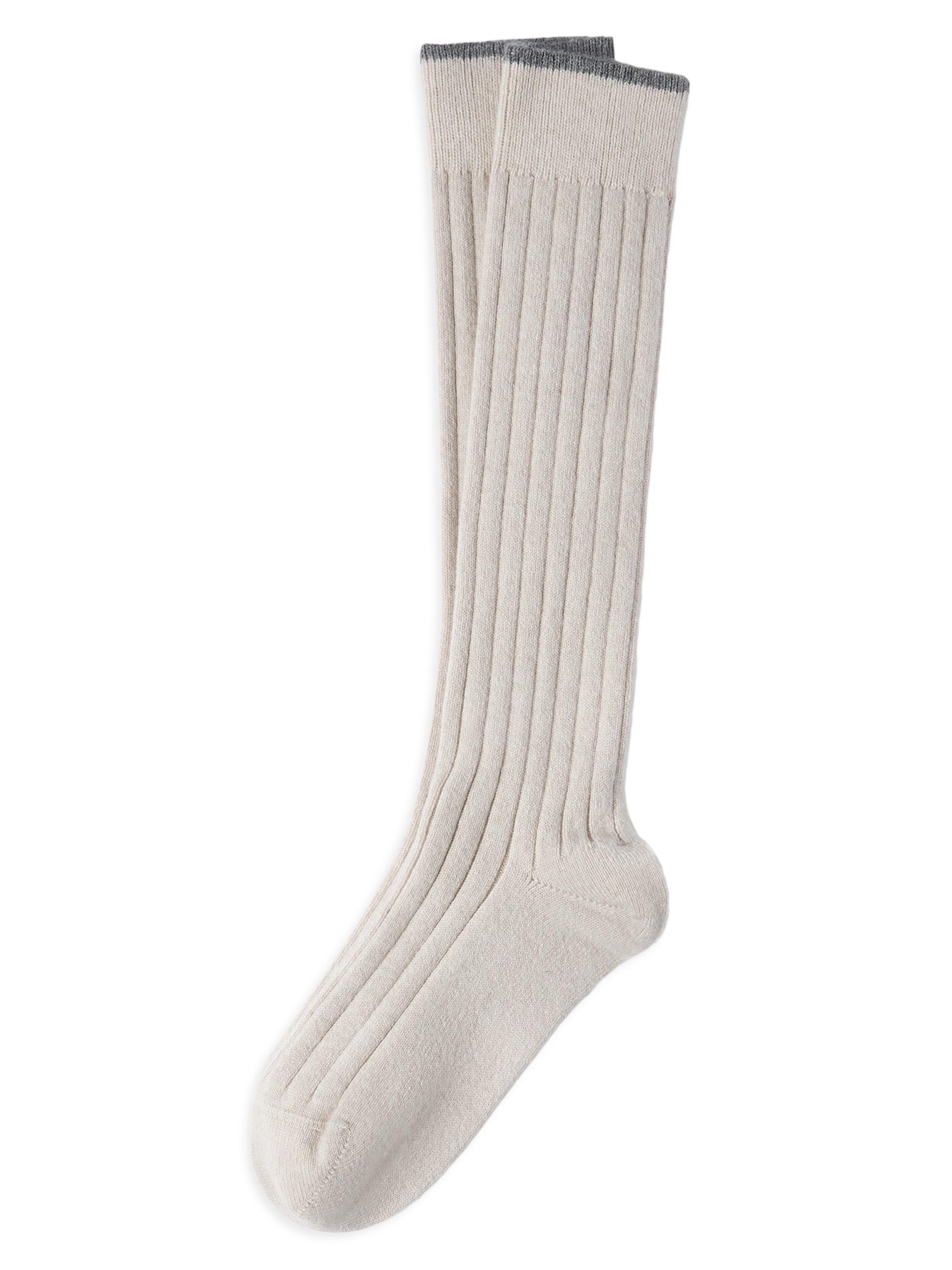 Brunello Cucinelli Men's Cashmere Rib Knit Socks - Sand