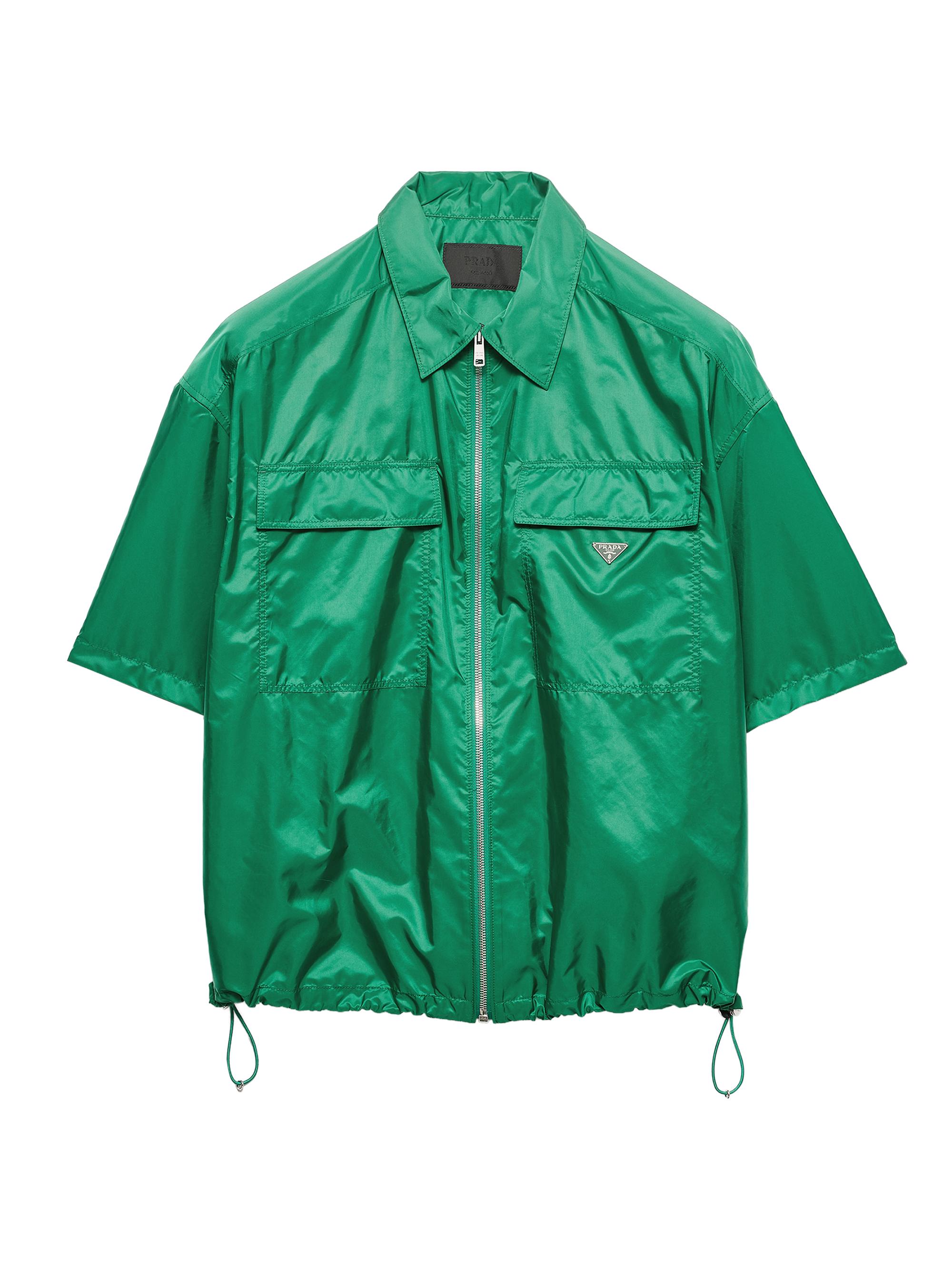 Prada Men's Short-Sleeved Light Re-Nylon Shirt - Green