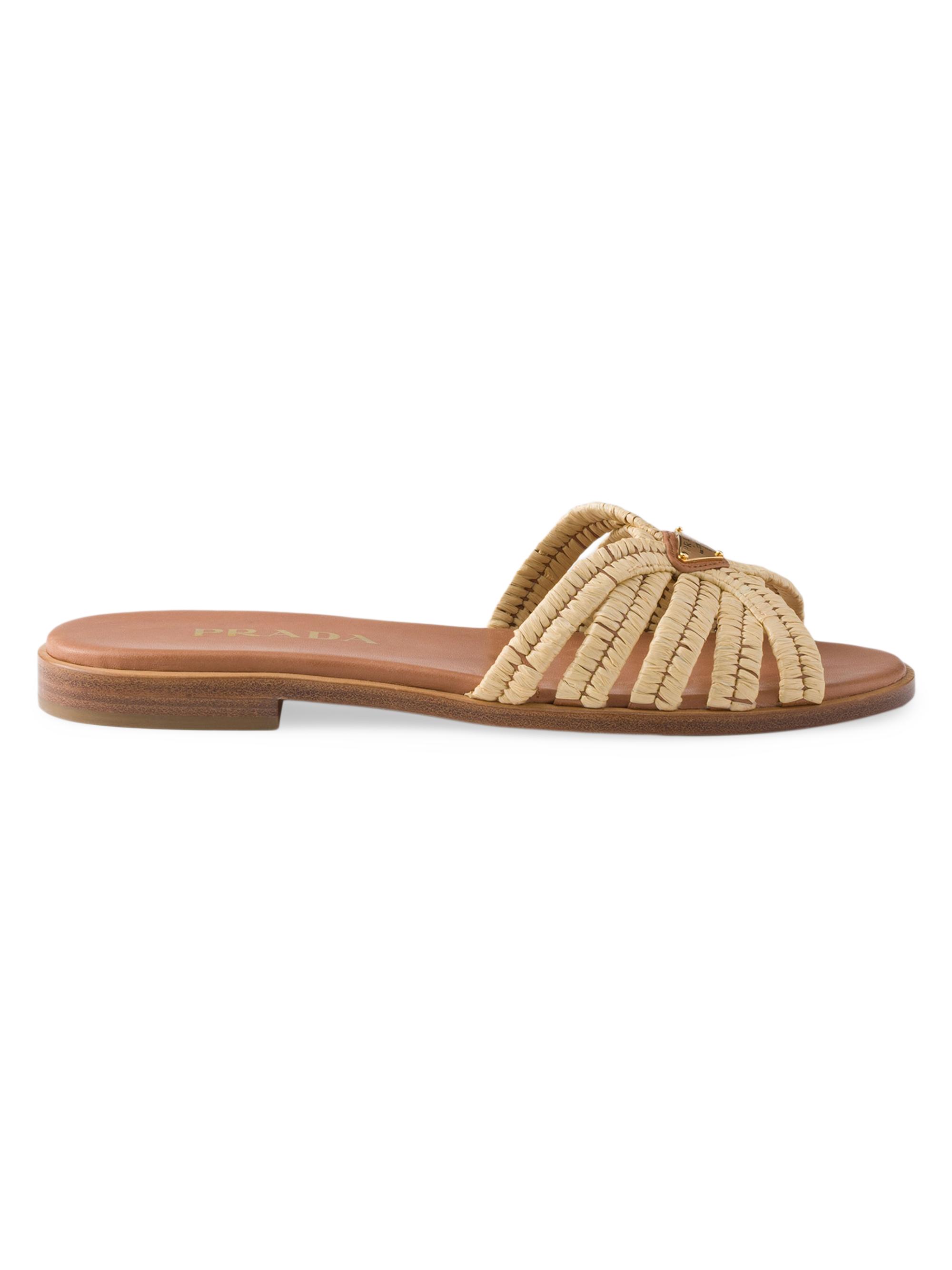 Prada Women's Crochet Slides - Beige Khaki