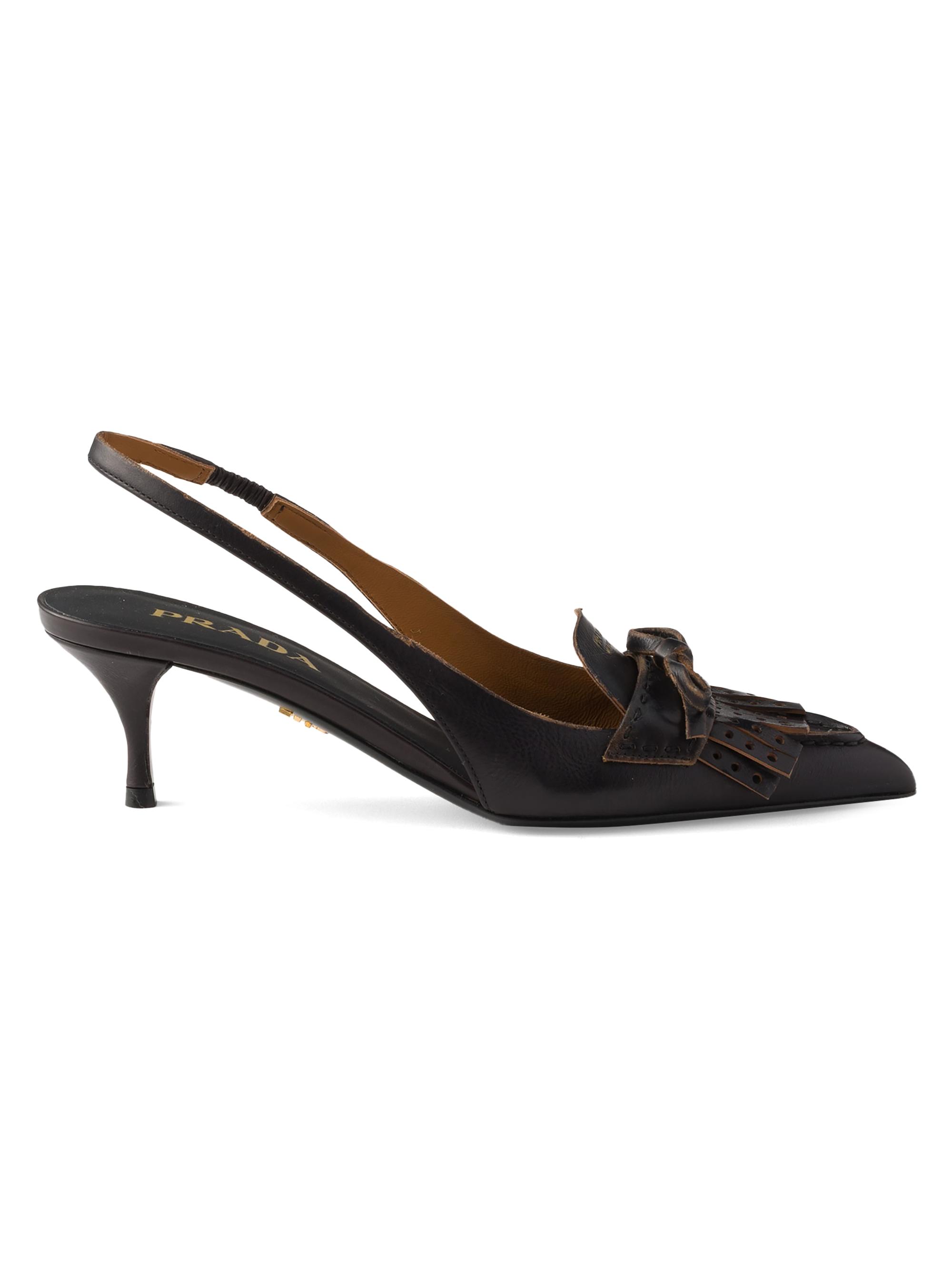 Prada Women's Leather Slingback Pumps - Black