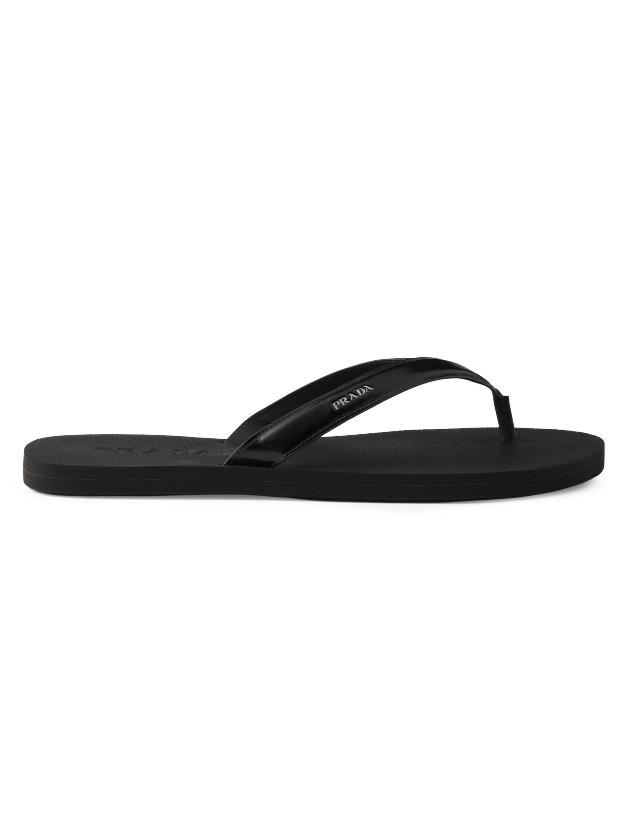 Prada Men's Brushed Leather Flip-Flops - Black