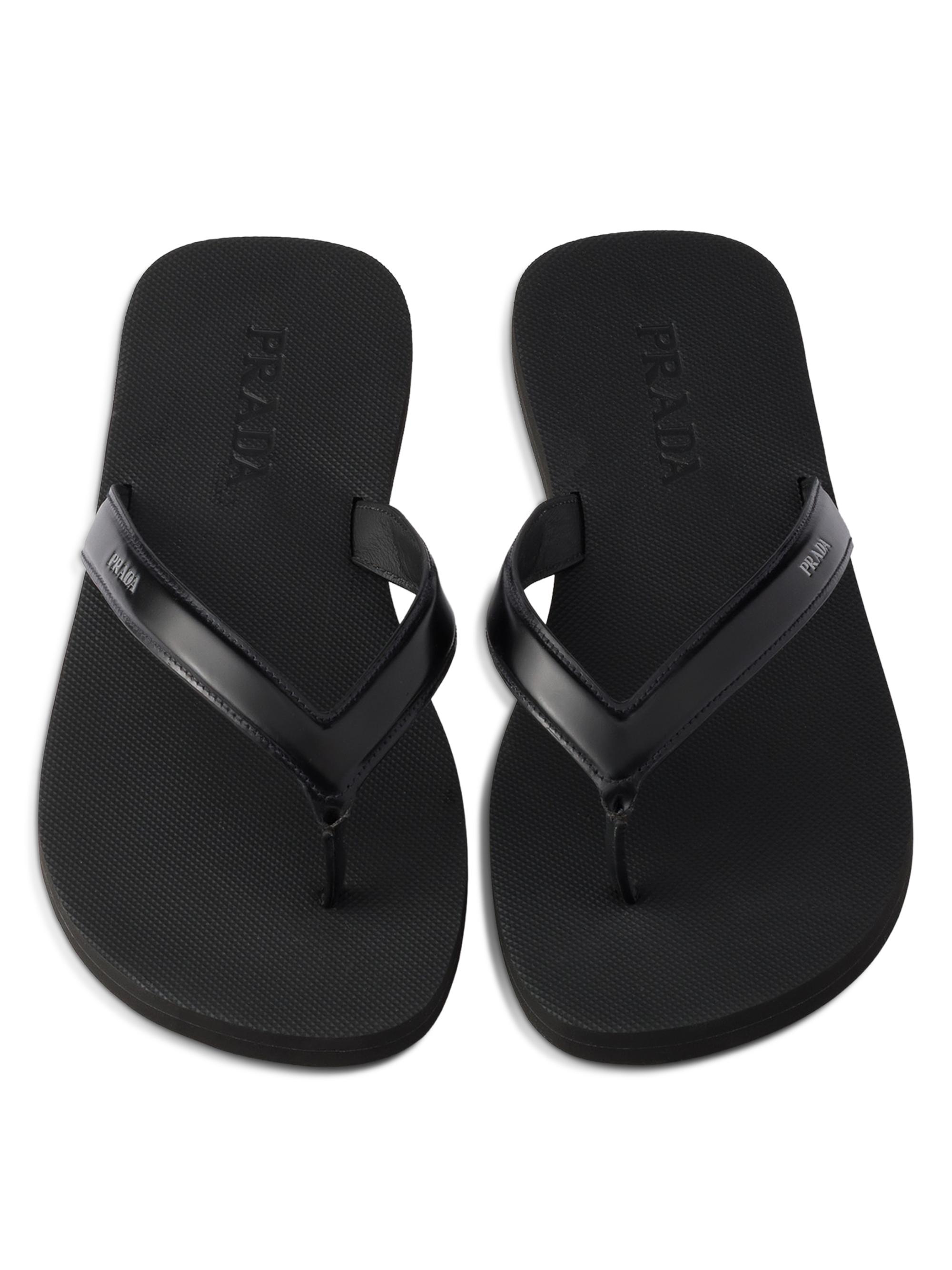 Prada Brushed Leather Flip-Flops | Saks Fifth Avenue