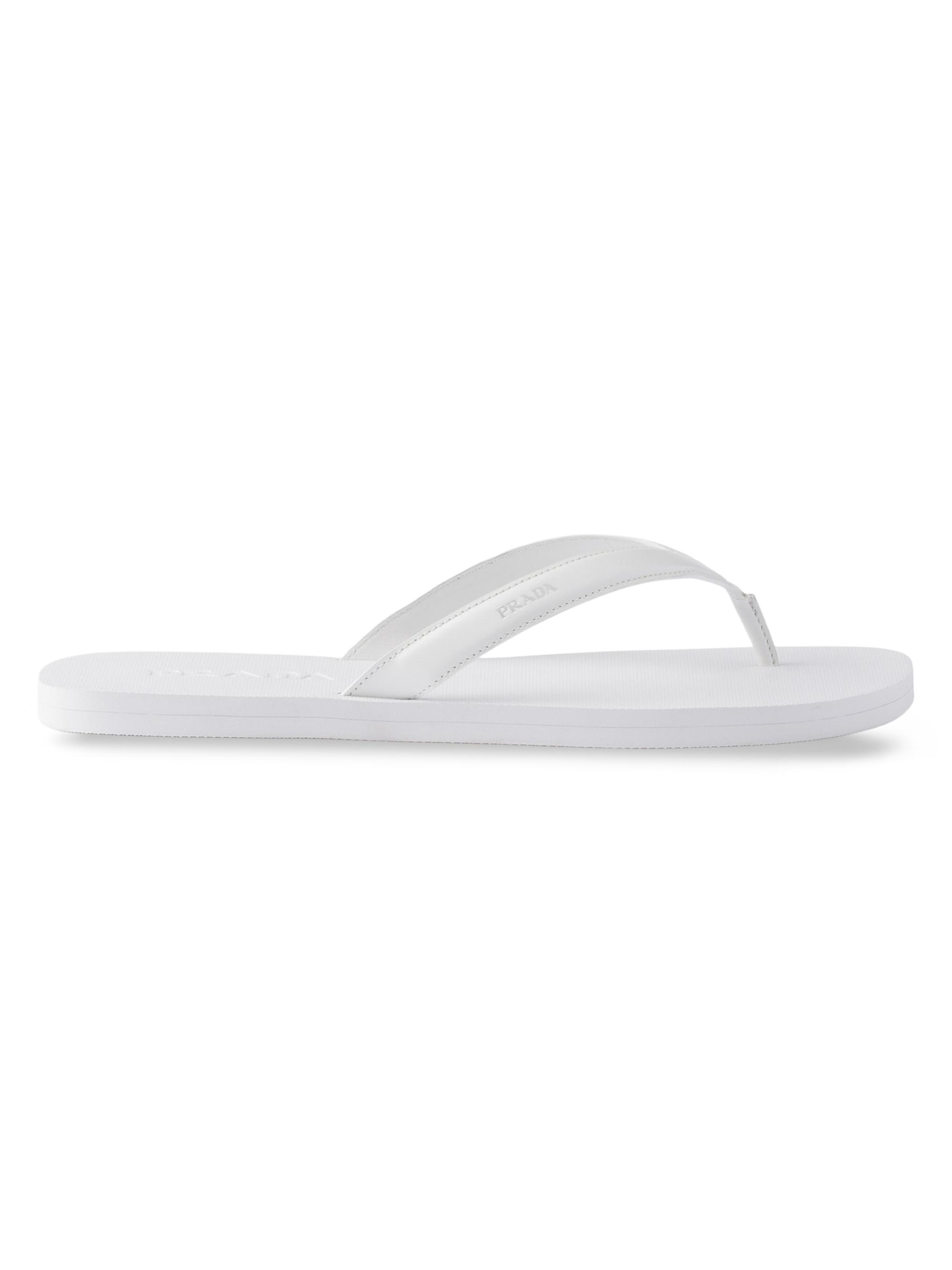 Prada Men's Brushed Leather Flip-Flops - White