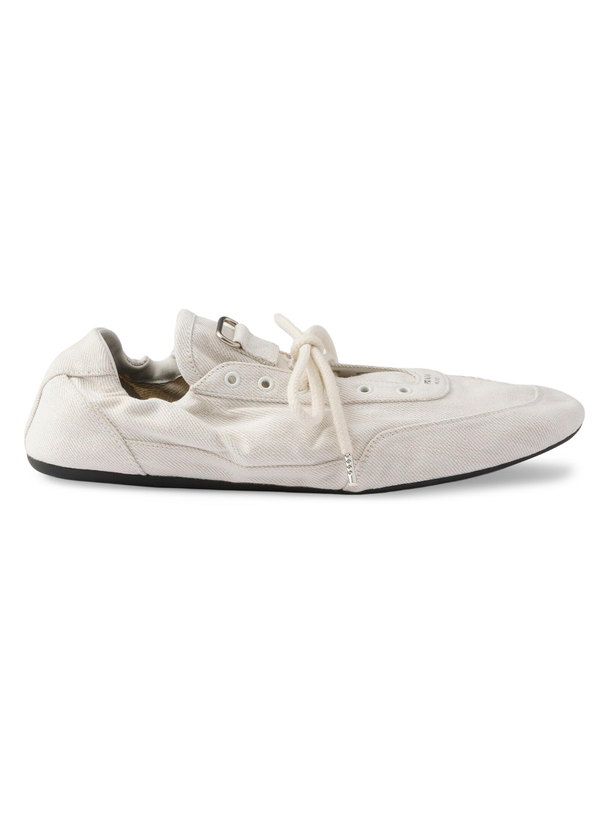 Prada Women's Collapse Denim Sneakers - White