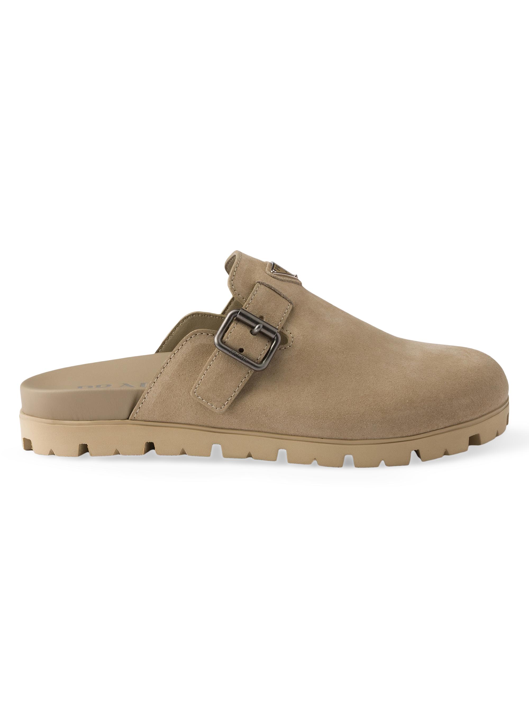 Prada Men's Suede Mules - Beige Khaki