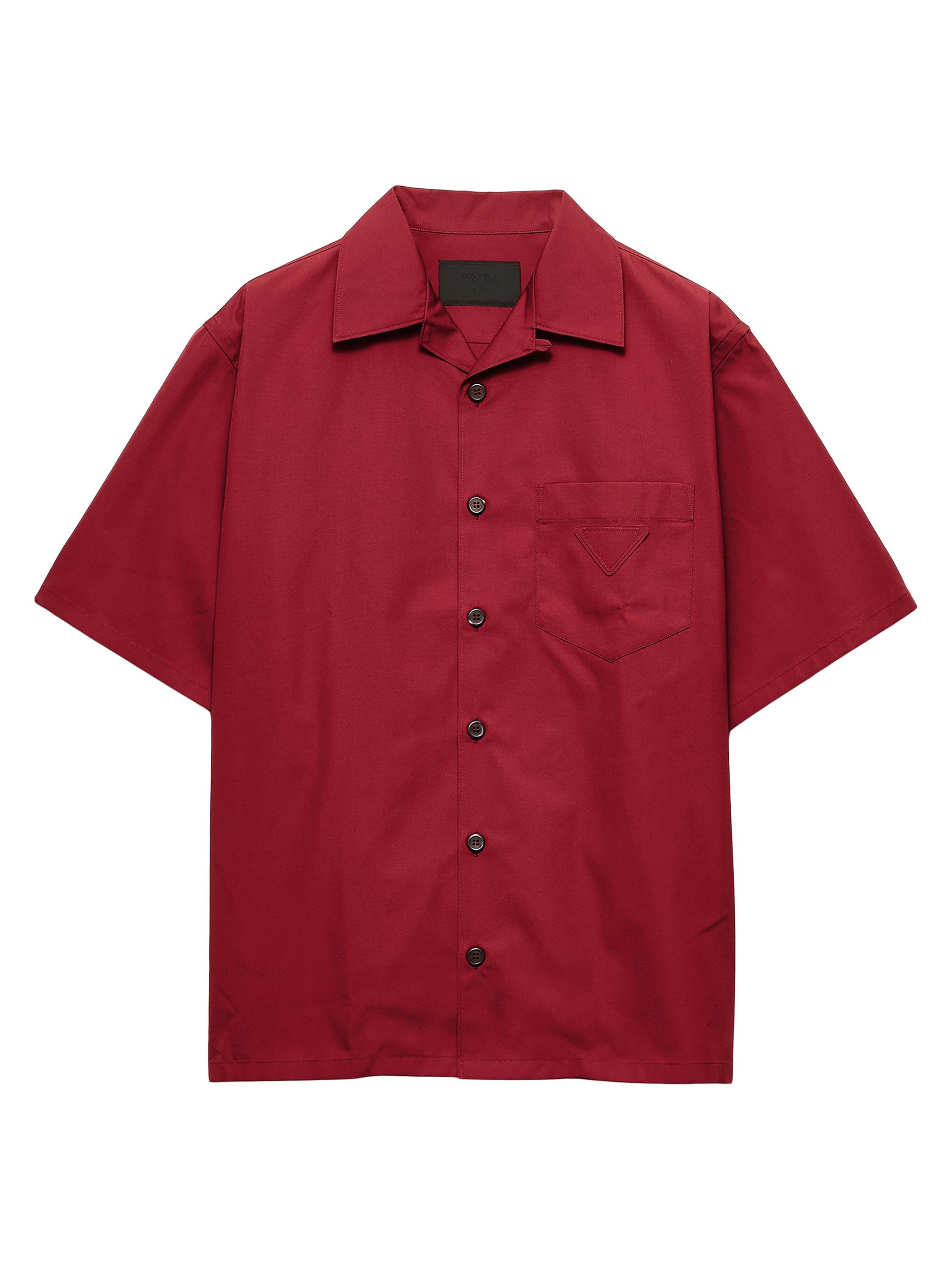 Prada Men's Cotton Blend Bowling Shirt - Red