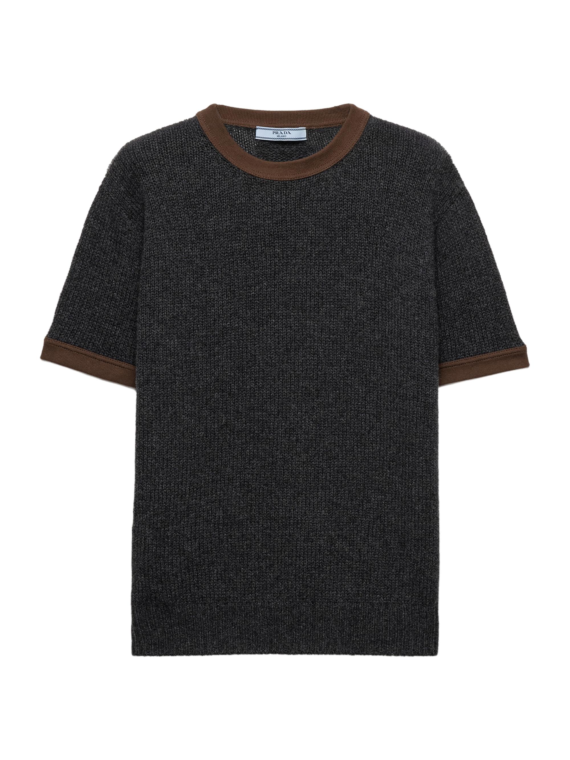 Prada Women's Short-Sleeved Cashmere Sweater - Dark Grey