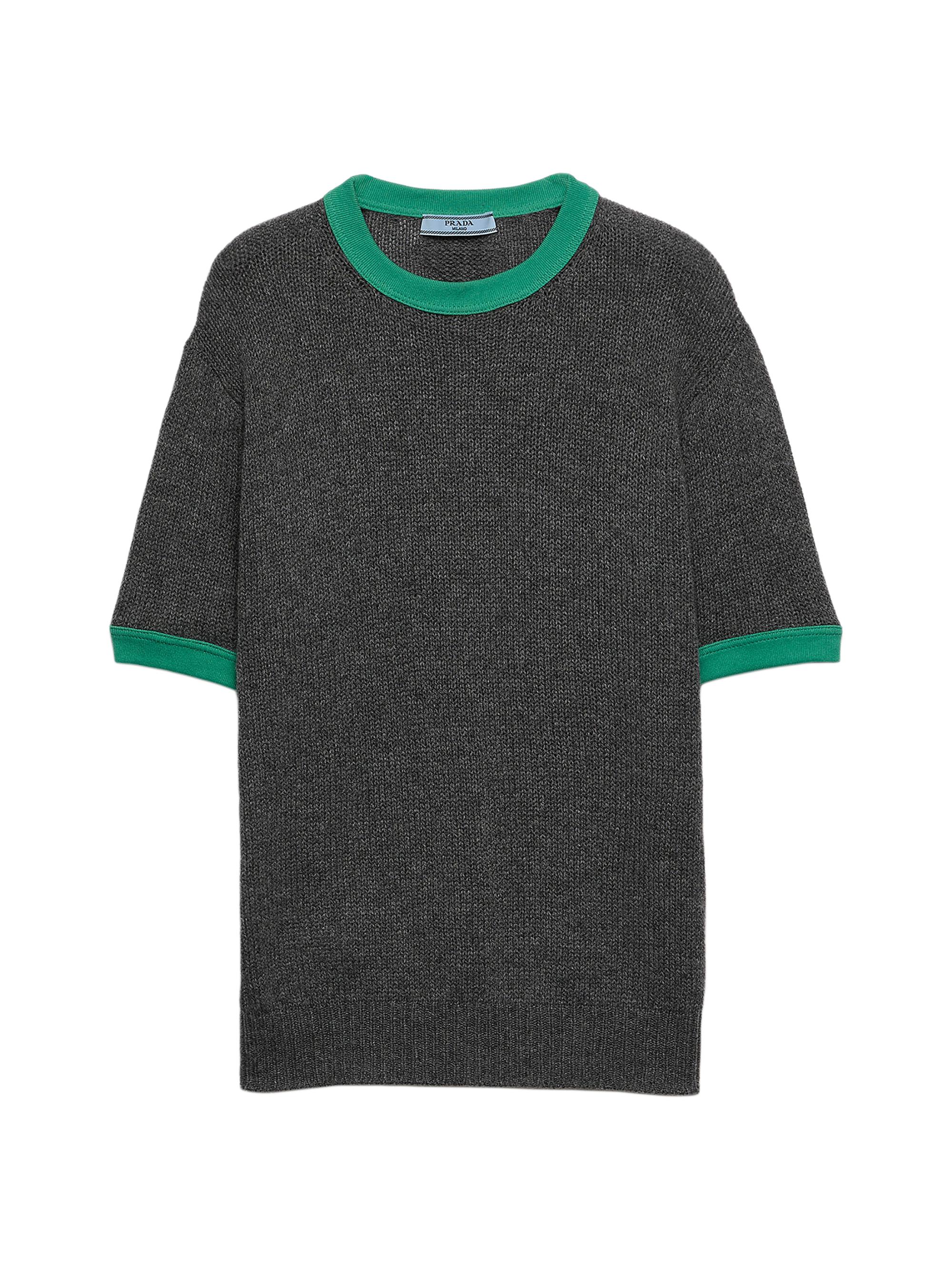Prada Women's Short-Sleeved Cashmere Sweater - Grey