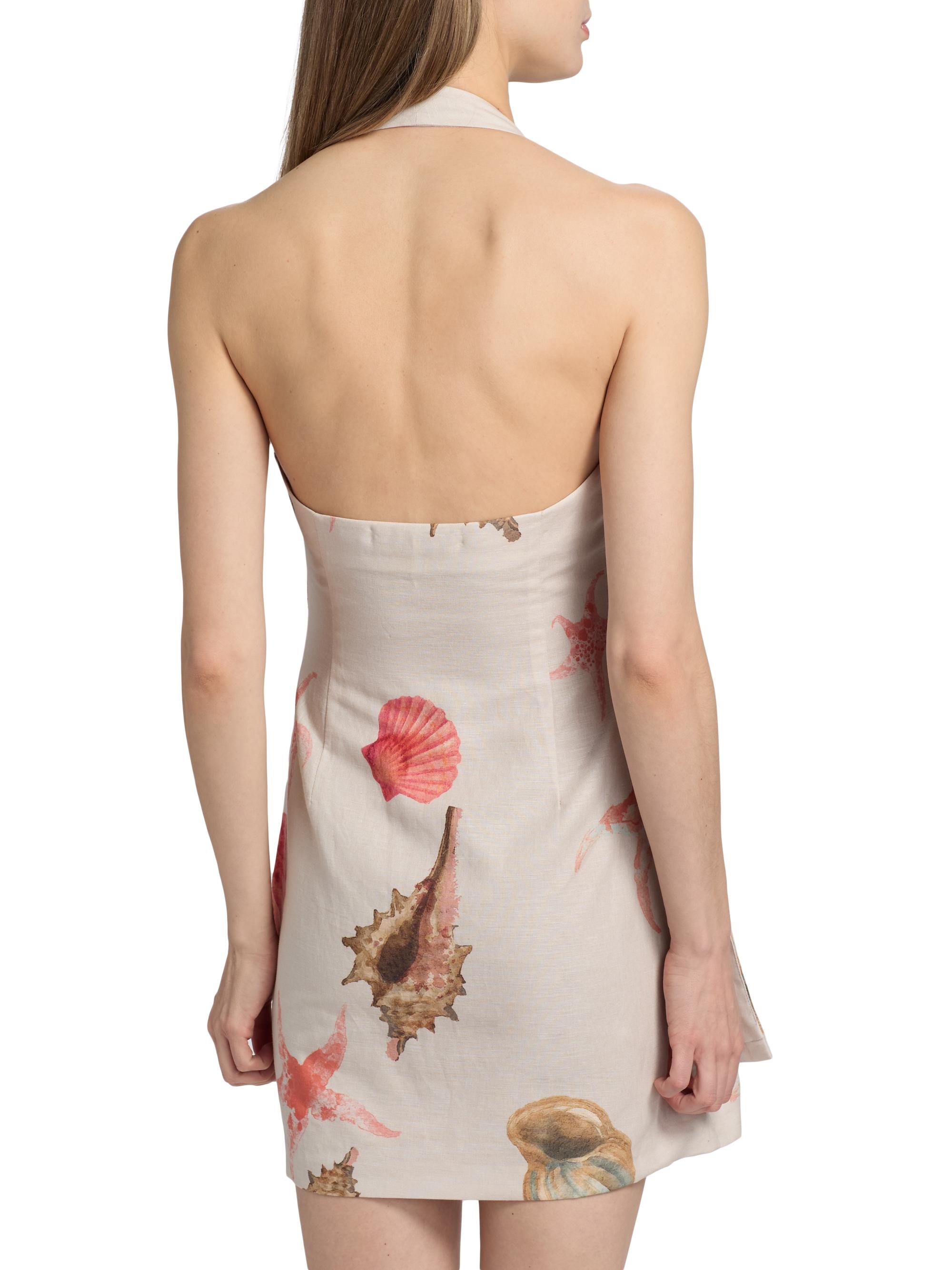 AMUR Women's Quinley Printed Halterneck Wrap Mini Dress - Coastal Mosaic | Thumbnail 5