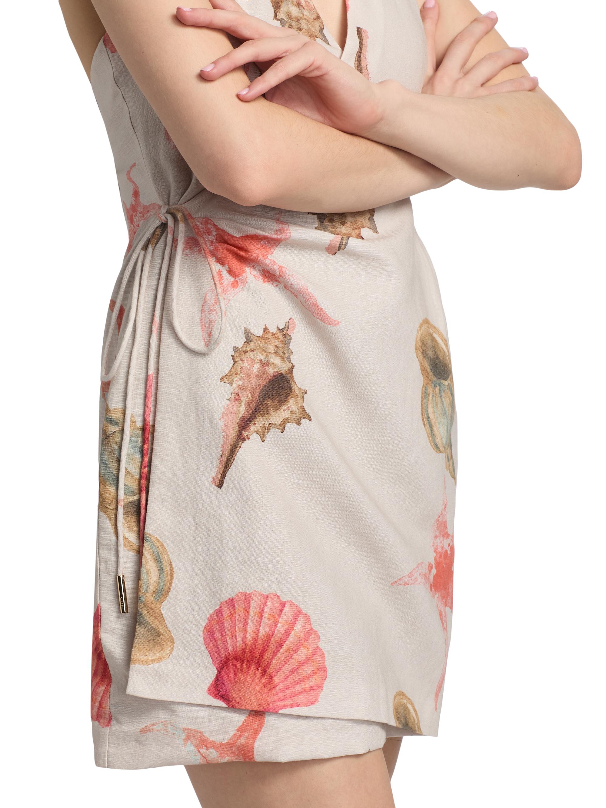 AMUR Women's Quinley Printed Halterneck Wrap Mini Dress - Coastal Mosaic | Thumbnail 6