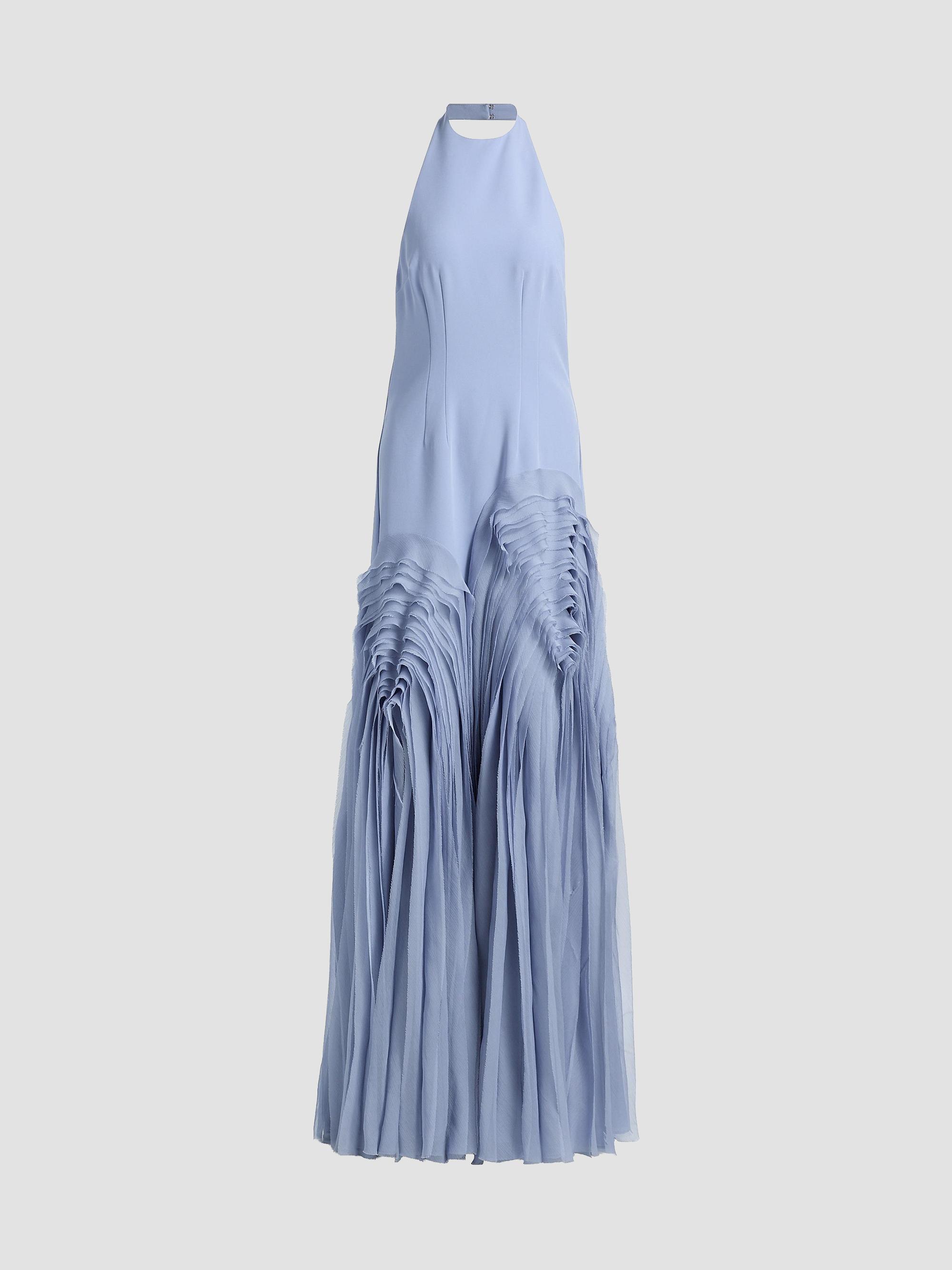 Amur Women's Elani Pleated Halterneck Gown - Moonjelly Glow