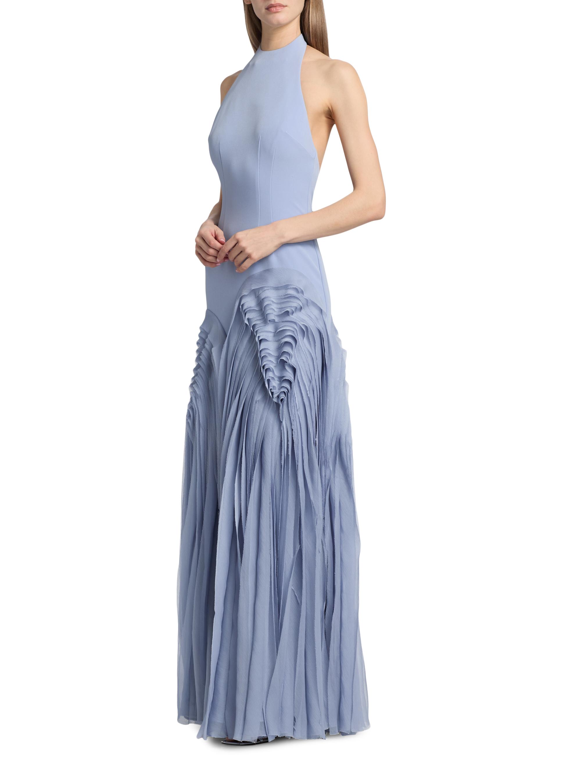 AMUR Women's Elani Pleated Halterneck Gown - Moonjelly Glow | Thumbnail 4