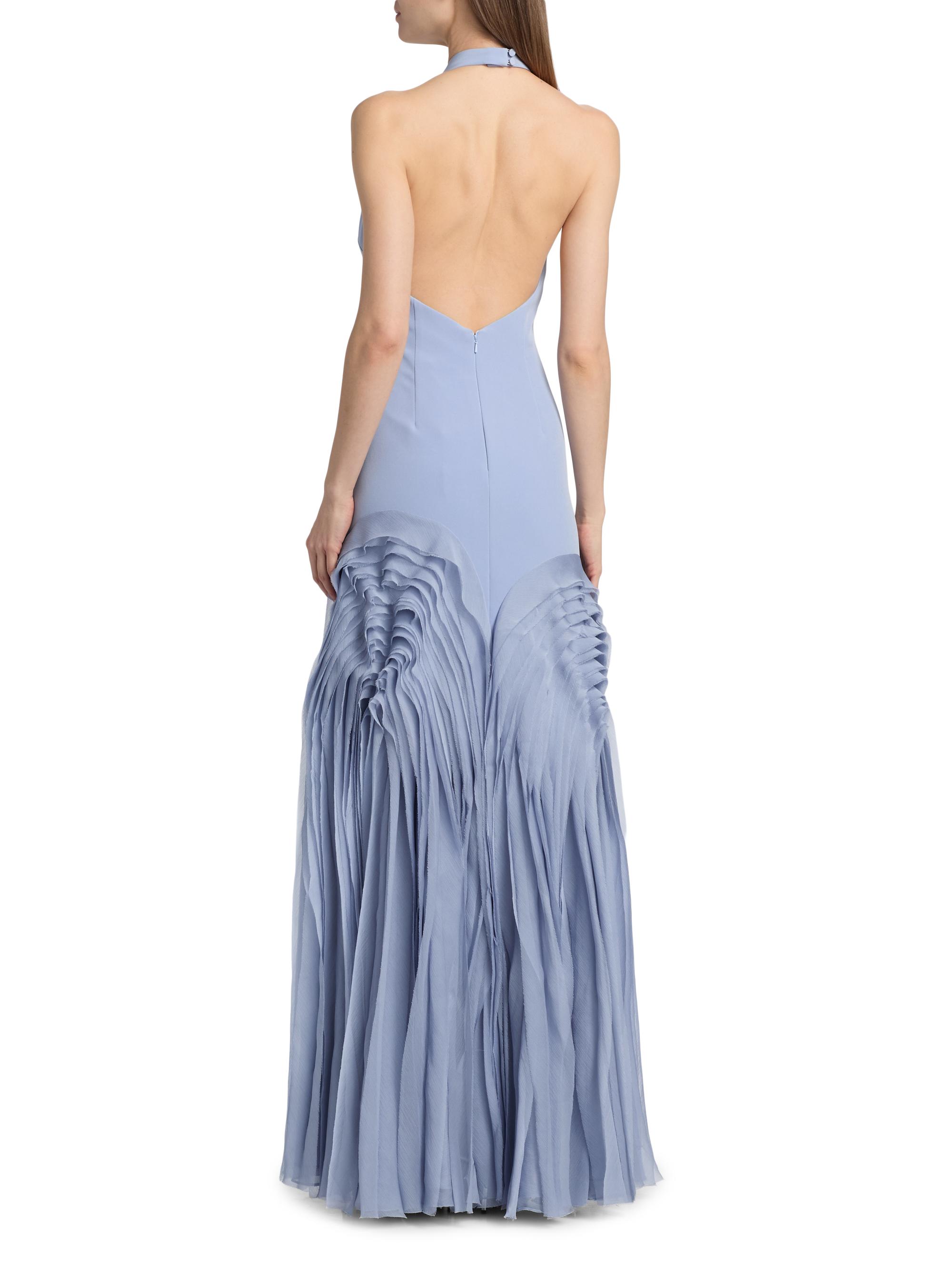 AMUR Women's Elani Pleated Halterneck Gown - Moonjelly Glow | Thumbnail 5