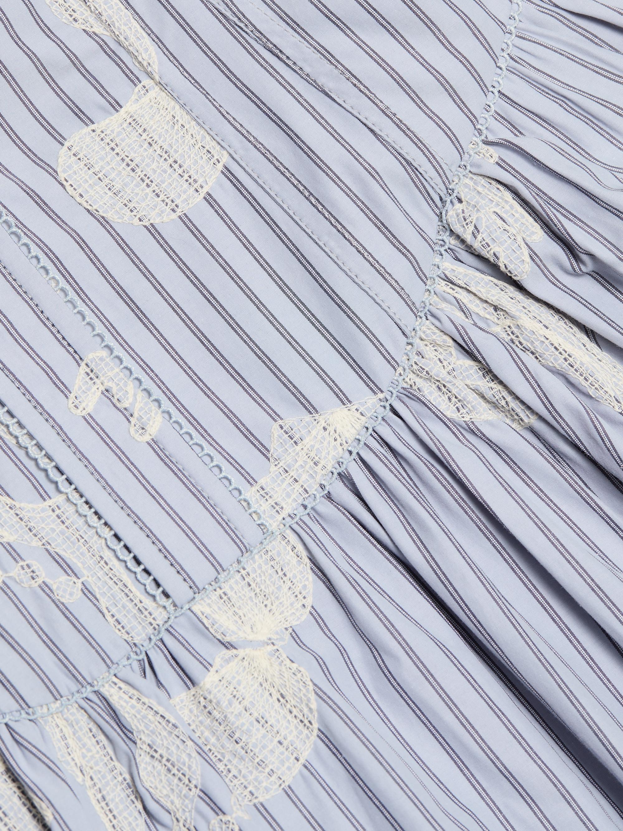 AMUR Women's Bronte Embroidered Cotton-Blend Maxi Dress - Cross Hatch Coastal Stripe | Thumbnail 7