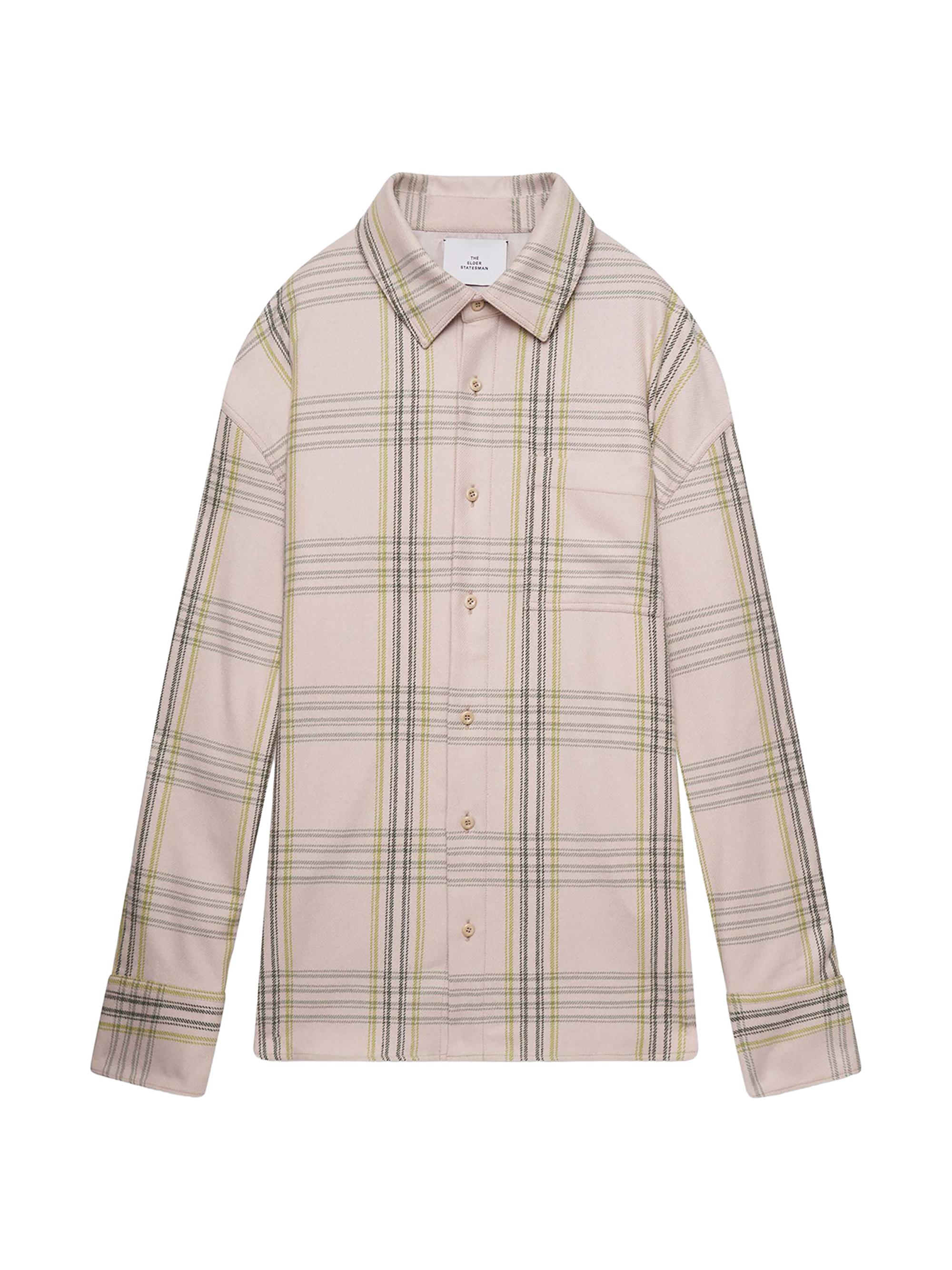 The Elder Statesman Men's Cashlite Plaid Wool-Silk Blend Shirt Jacket - Snap Pea Plaid | Thumbnail 5