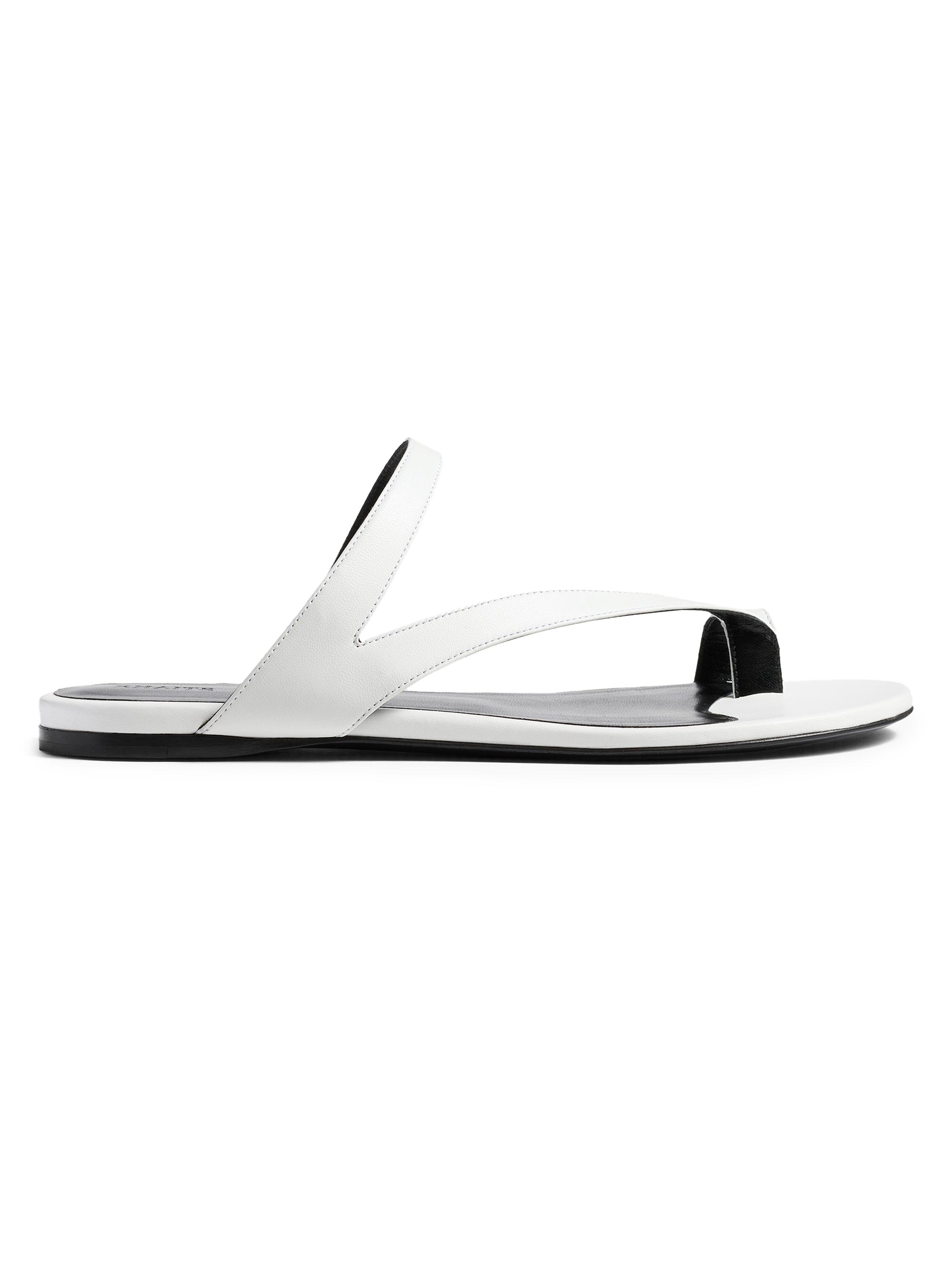 Khaite Women's Aimee Leather Flat Sandals - Optic White