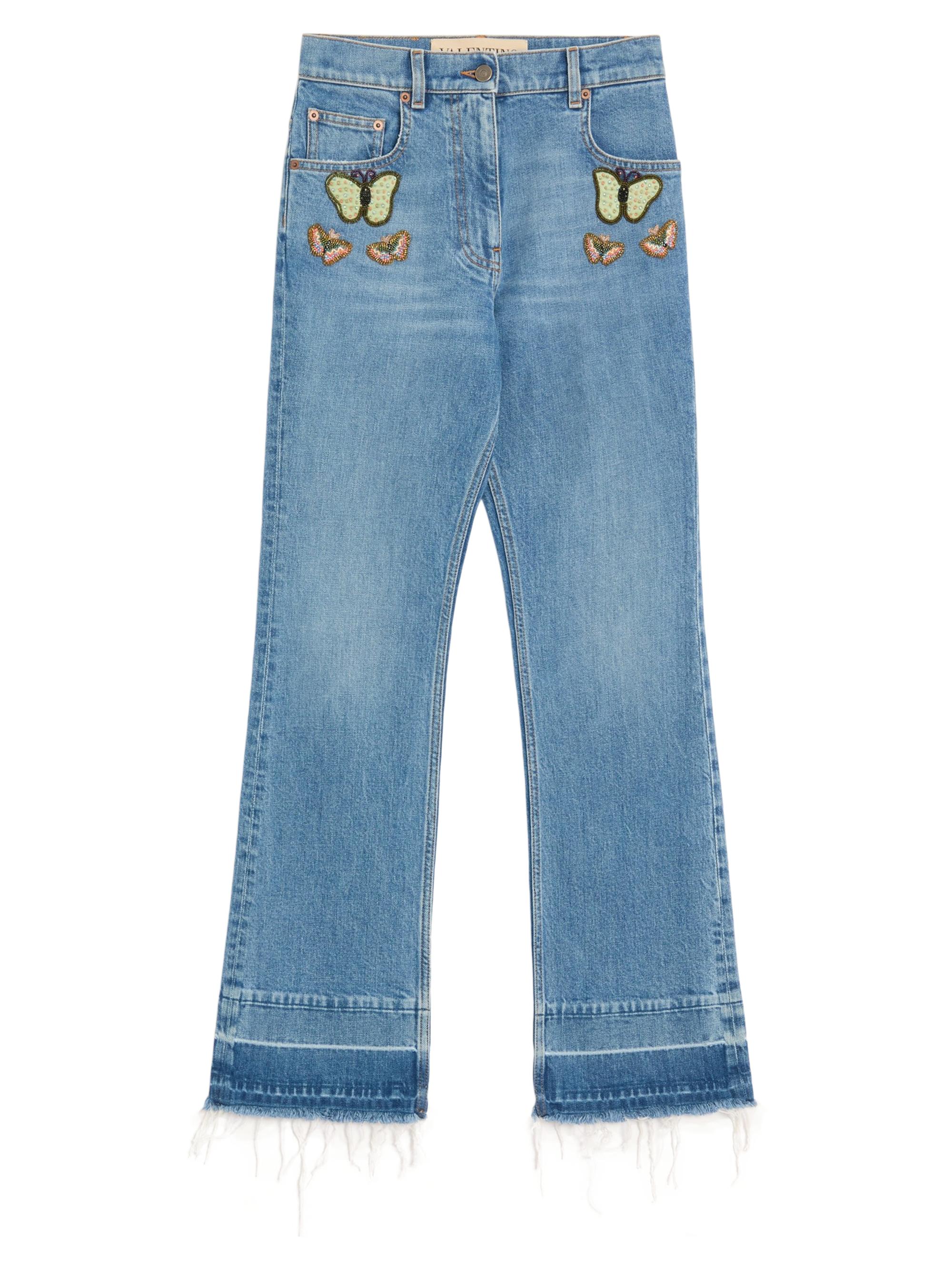 Valentino Garavani Women's Embroidered Denim Trousers - Blue