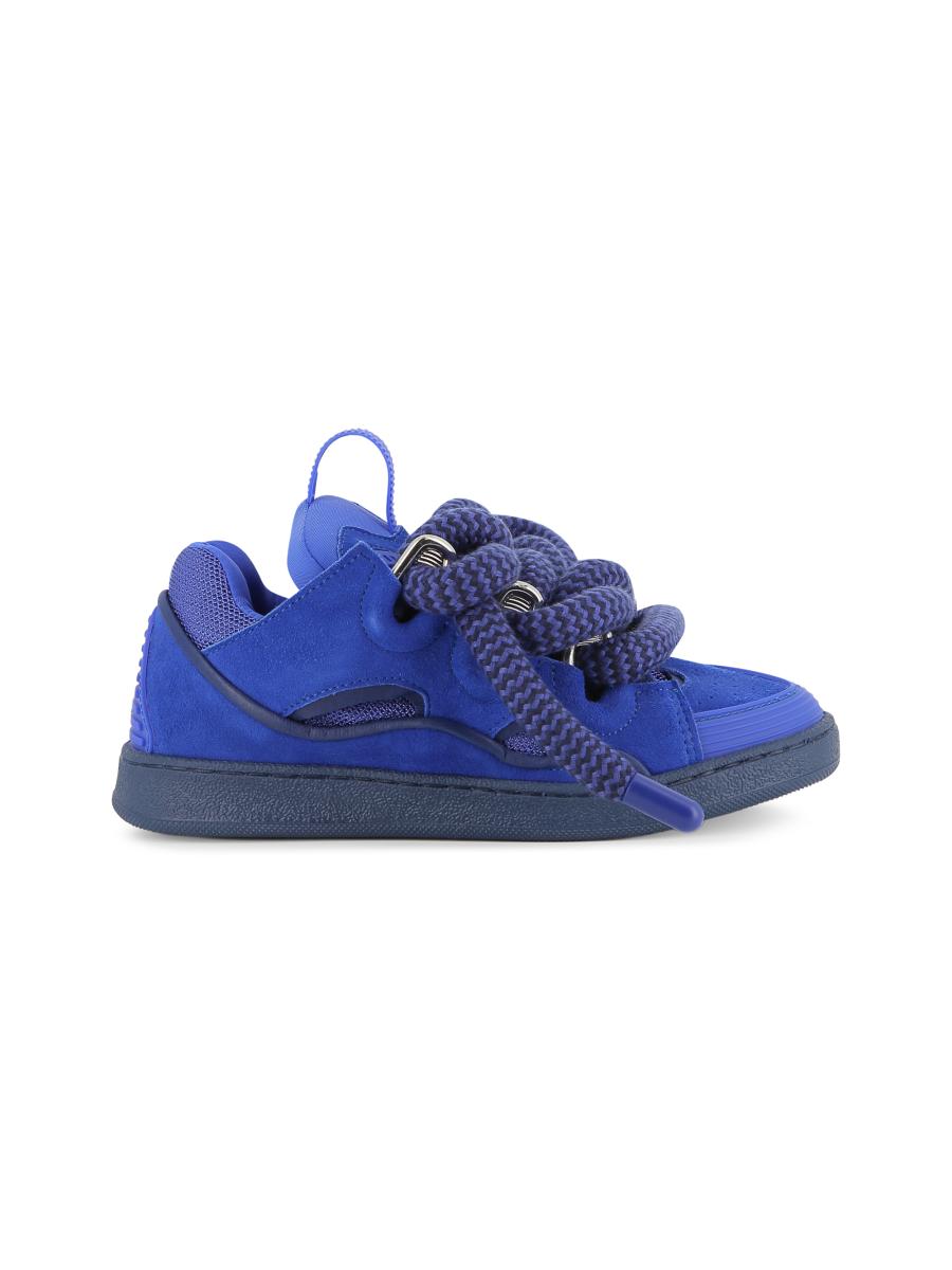 Lanvin Kid's Suede Curb Sneakers In Slate Blue