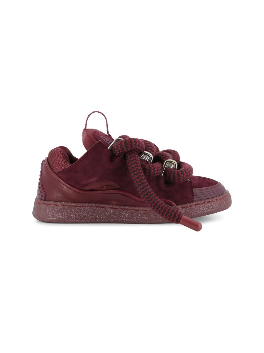 Lanvin Kid's Suede Curb Sneakers In Crimson