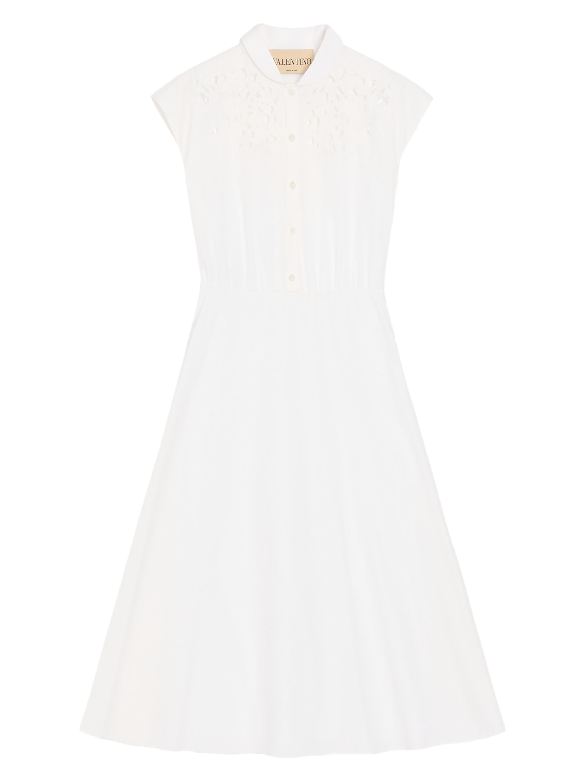 Valentino Garavani Women's Embroidered Poplin Midi Dress - White