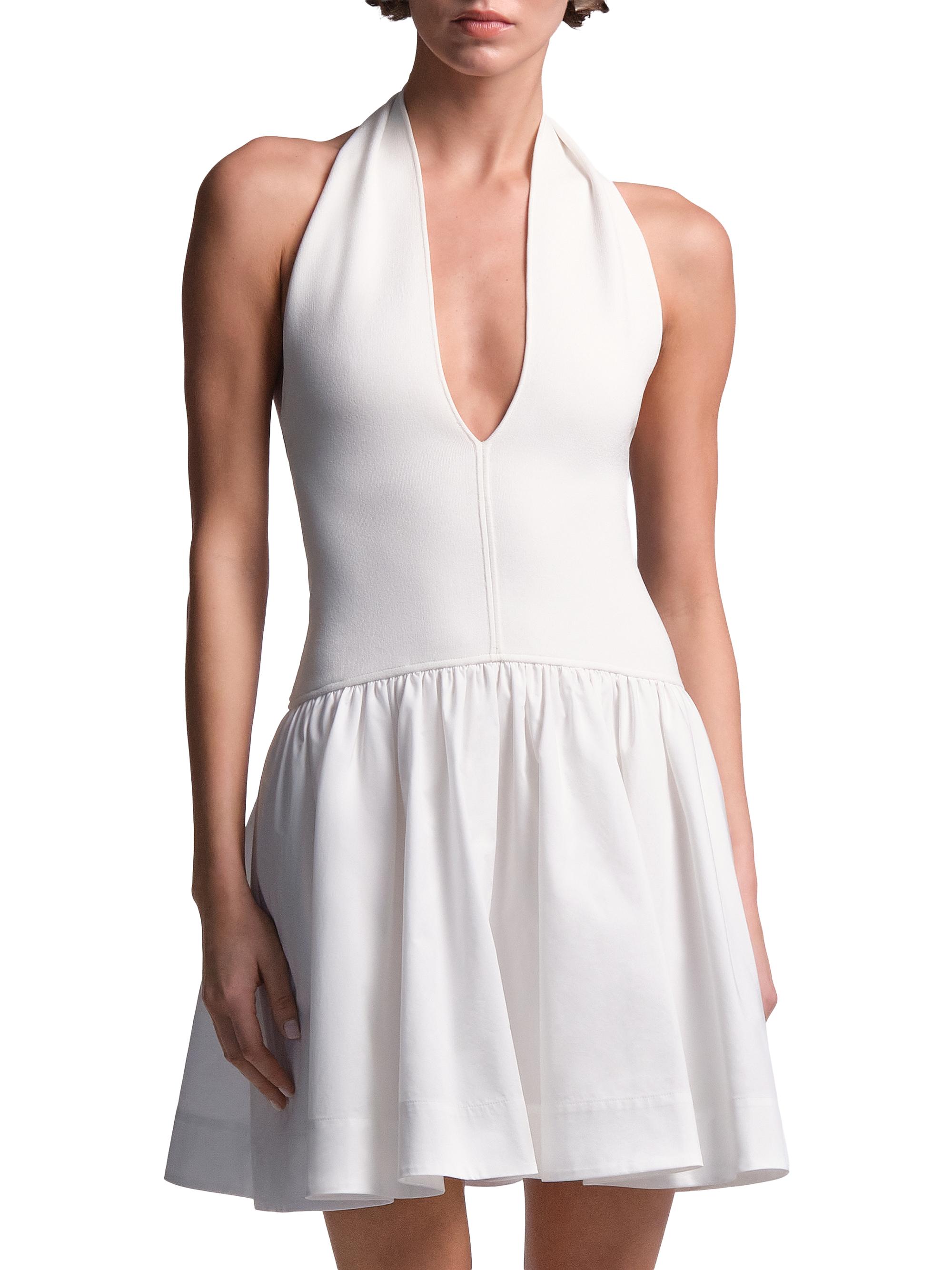 BCBGMAXAZRIA Women's Perle Halter Mini Dress - White | Thumbnail 2