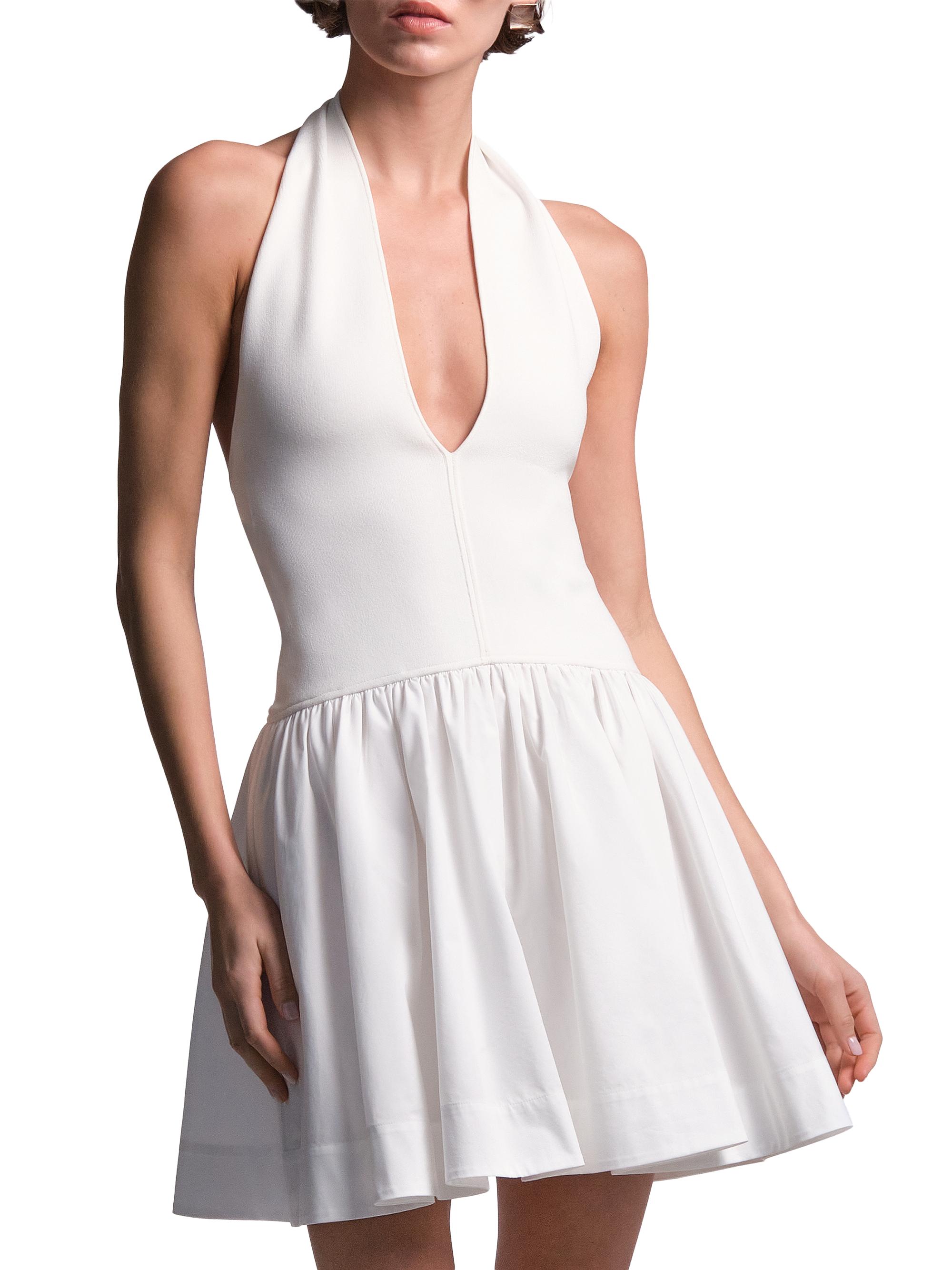 BCBGMAXAZRIA Women's Perle Halter Mini Dress - White | Thumbnail 5