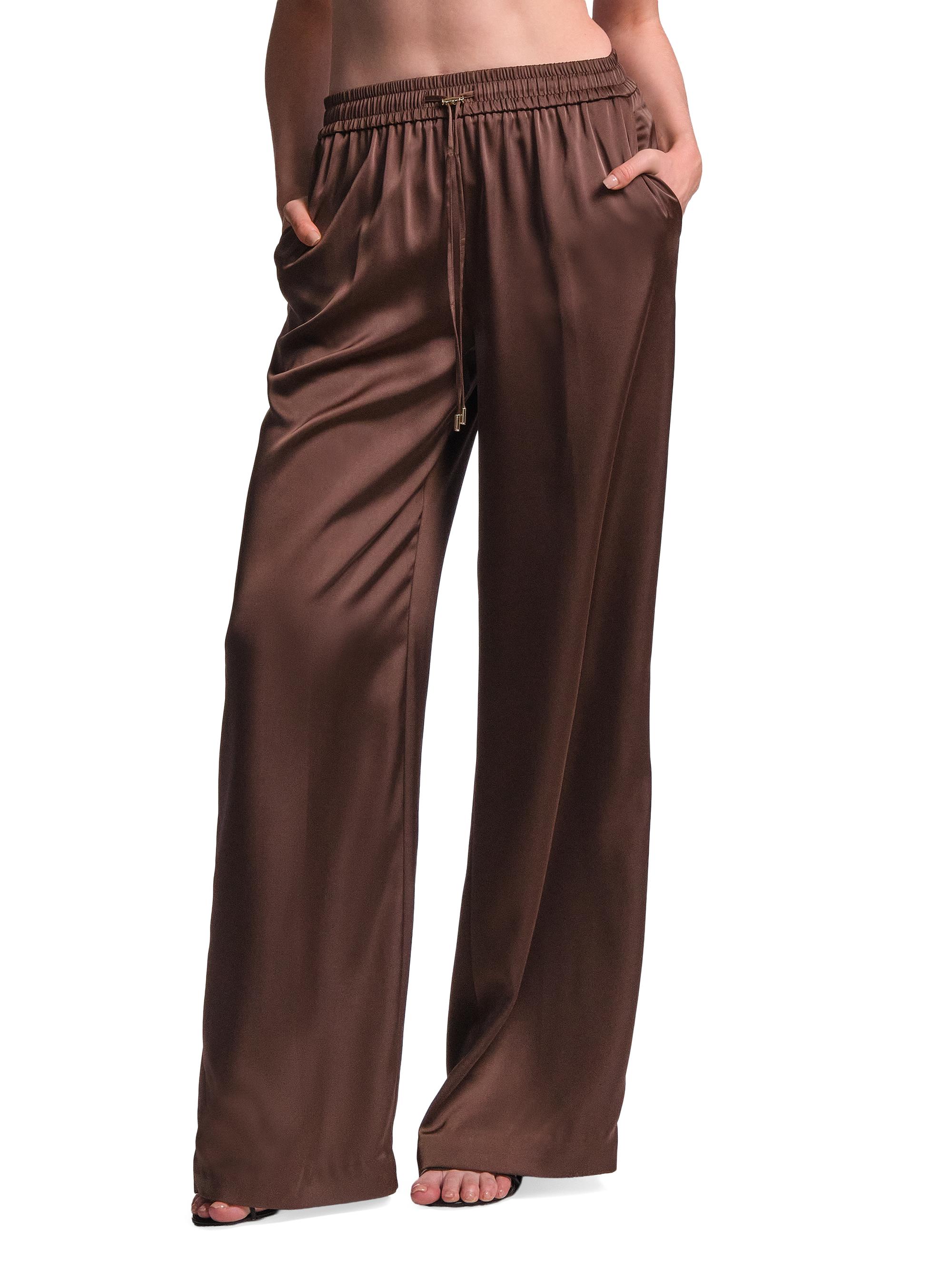 BCBGMAXAZRIA Women's Amara Satin Drawstring Pants - Chocolate