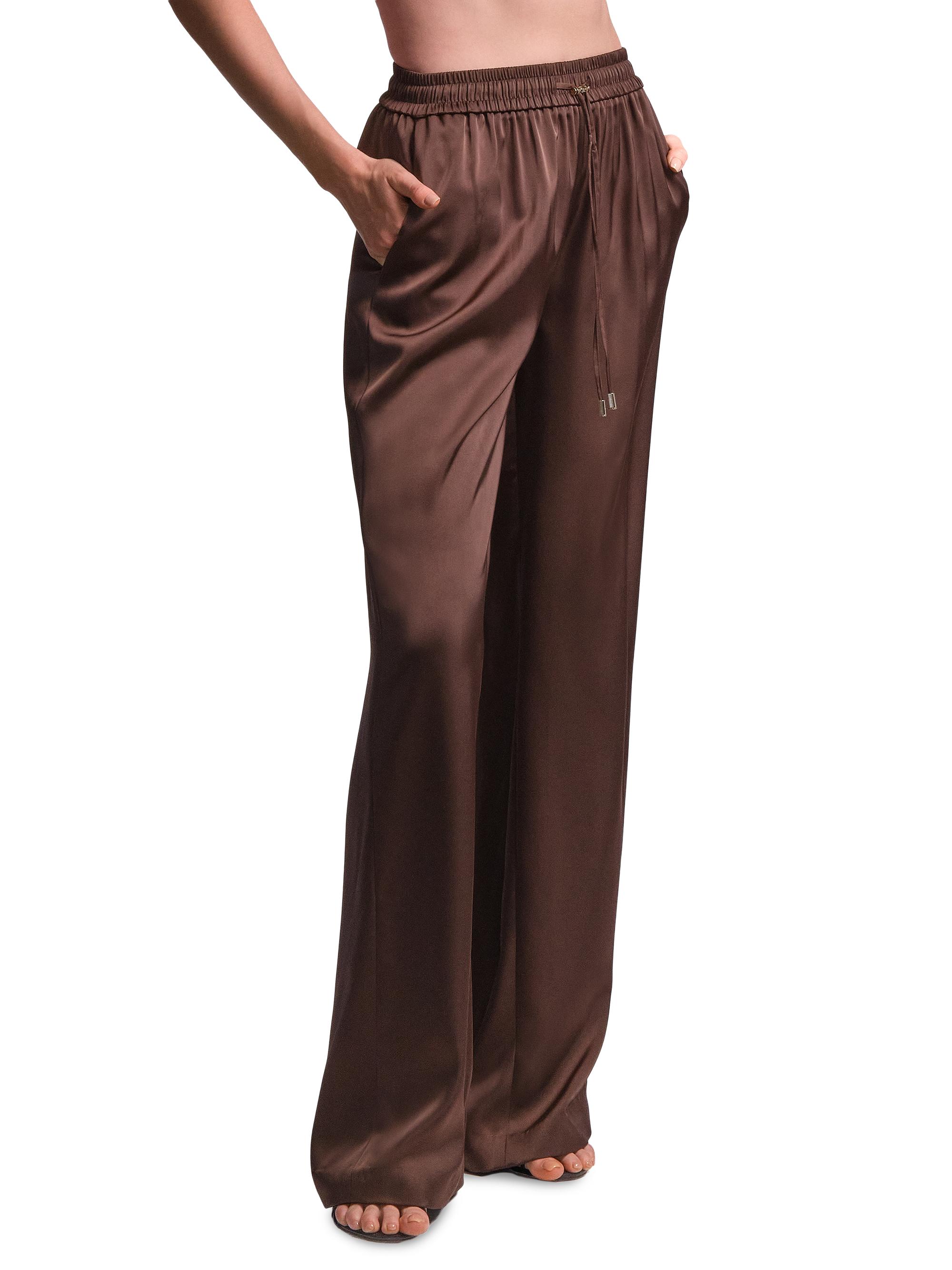 BCBGMAXAZRIA Women's Amara Satin Drawstring Pants - Chocolate | Thumbnail 3