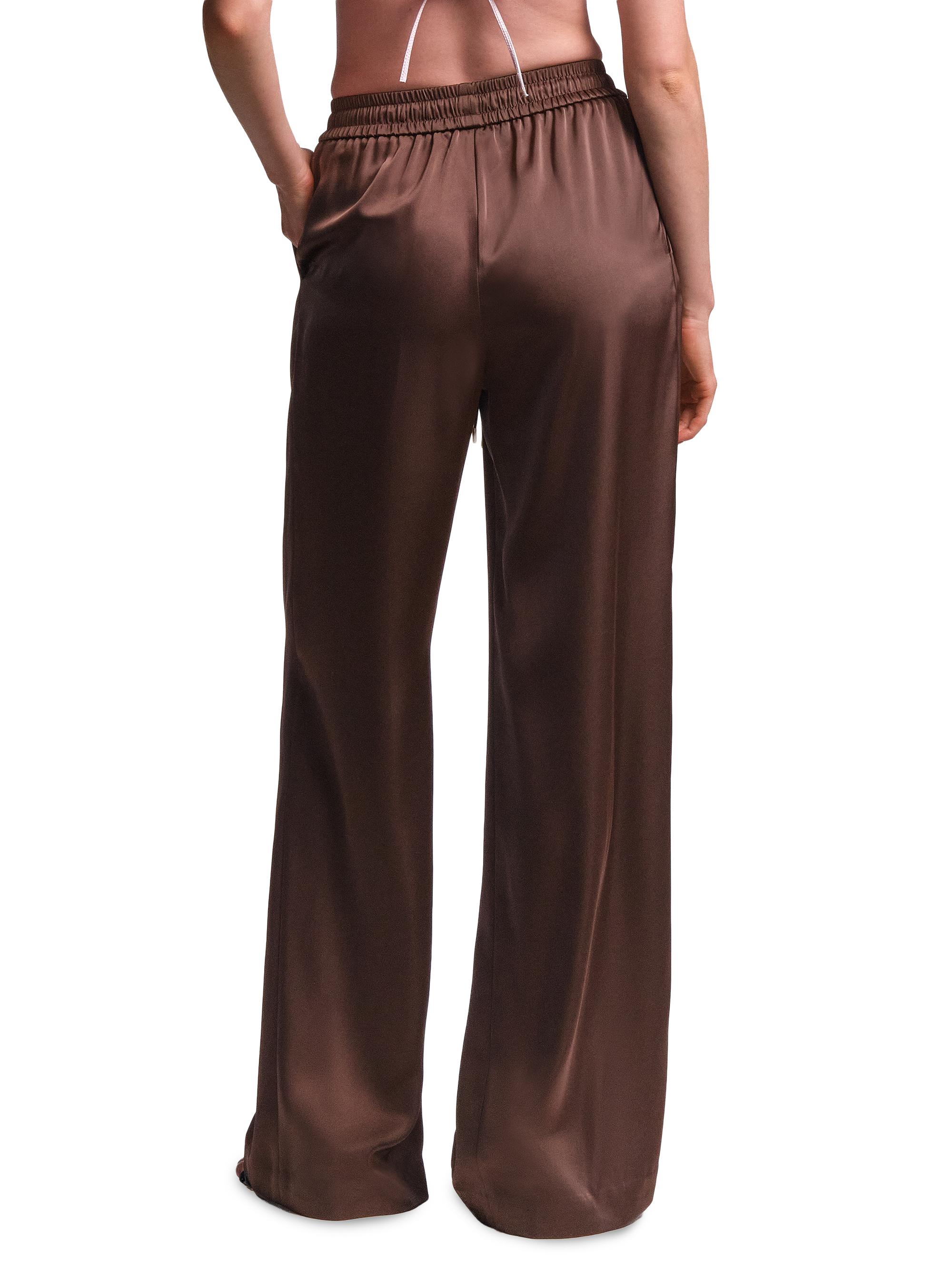 BCBGMAXAZRIA Women's Amara Satin Drawstring Pants - Chocolate | Thumbnail 4