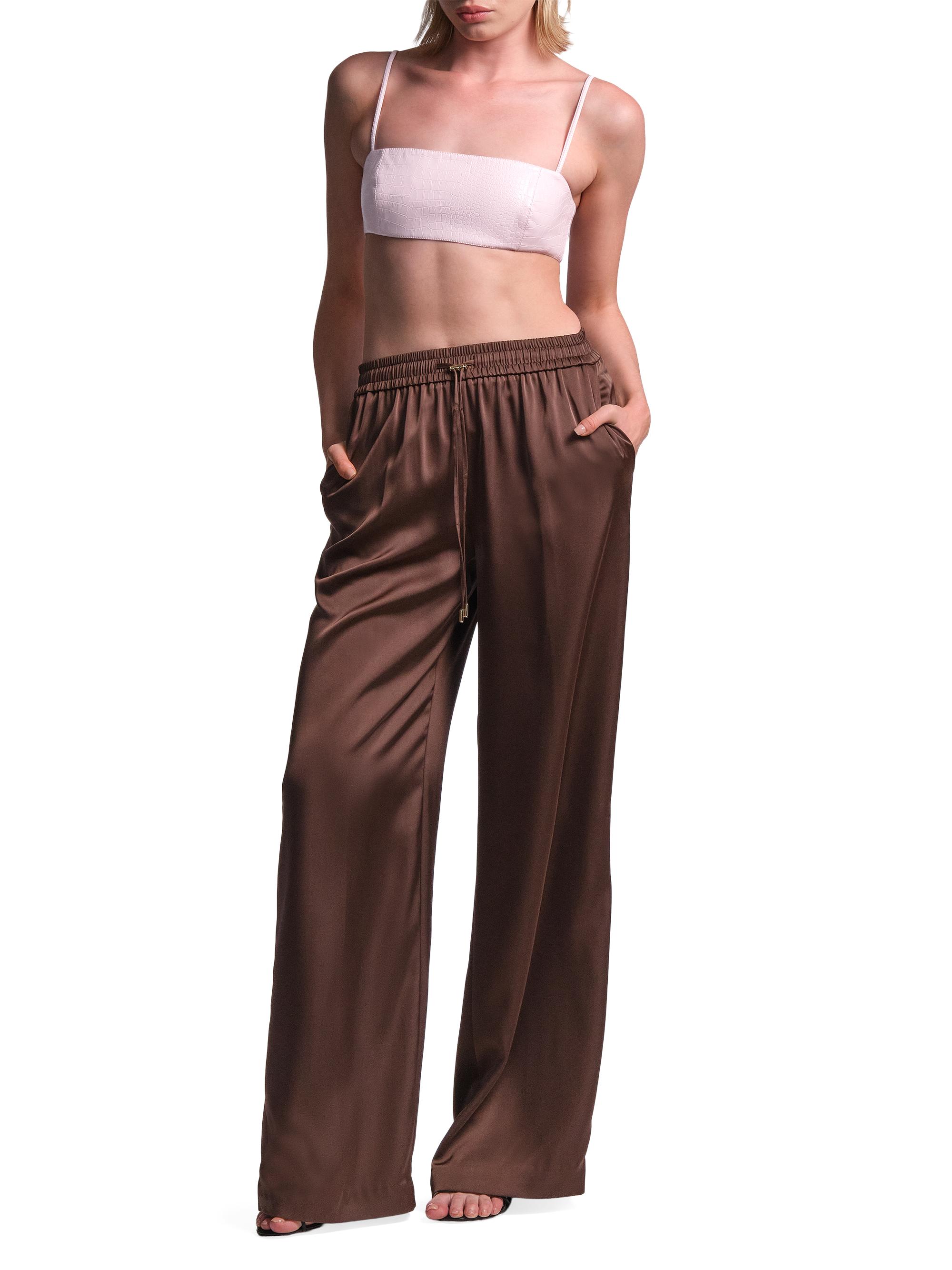 BCBGMAXAZRIA Women's Amara Satin Drawstring Pants - Chocolate | Thumbnail 2