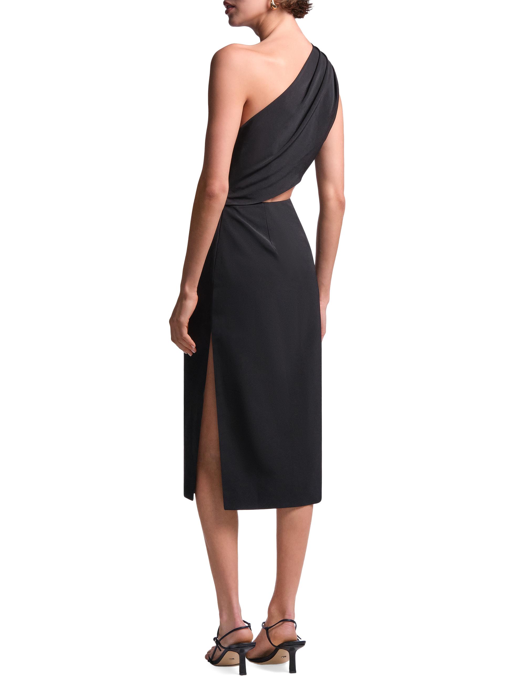 BCBGMAXAZRIA Women's Isabel Cut-Out One-Shoulder Midi Dress - Black | Thumbnail 4